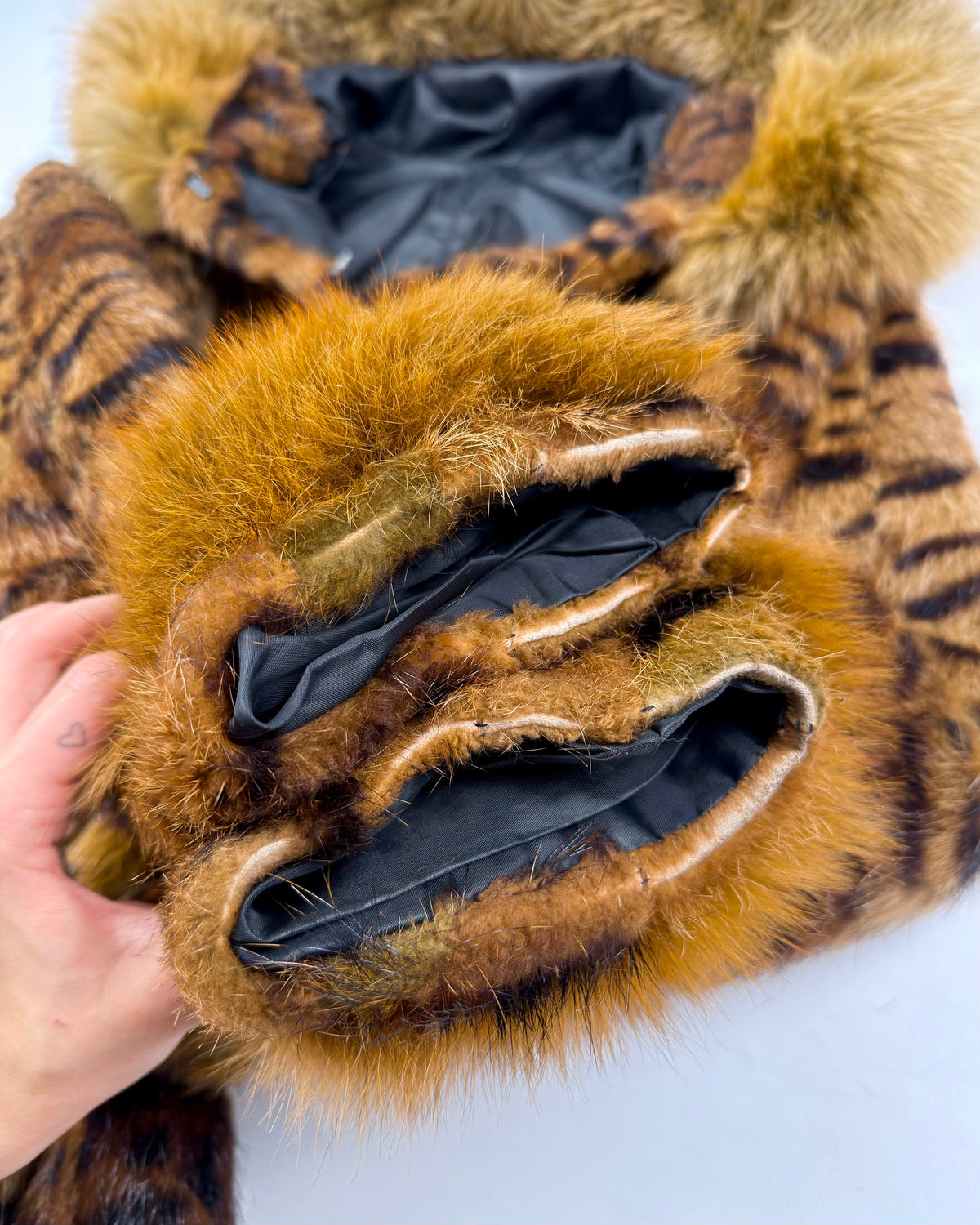 Vintage Fur Hooded Coat — M/L