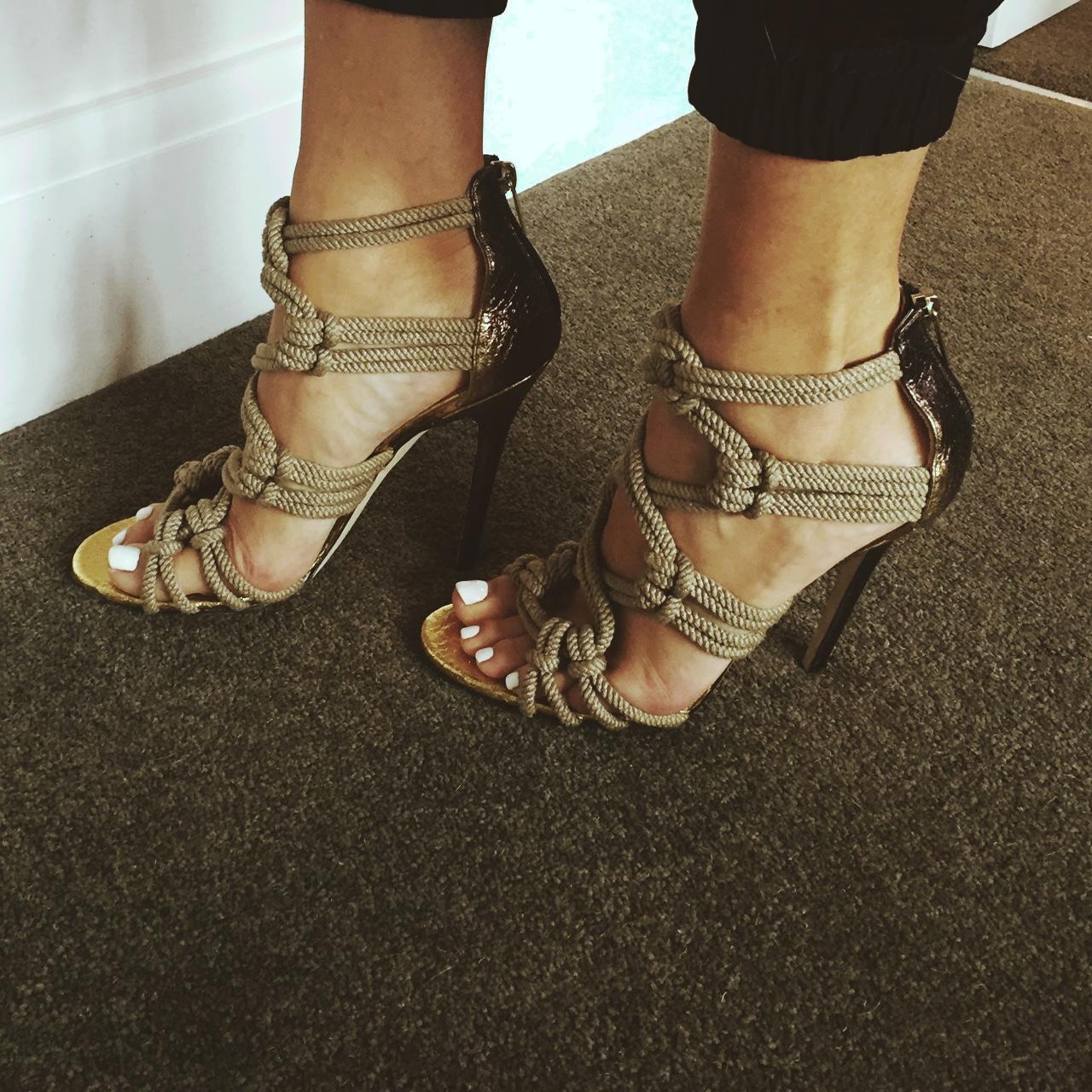 Jimmy Choo Rope Snakeskin Heels — 39.5