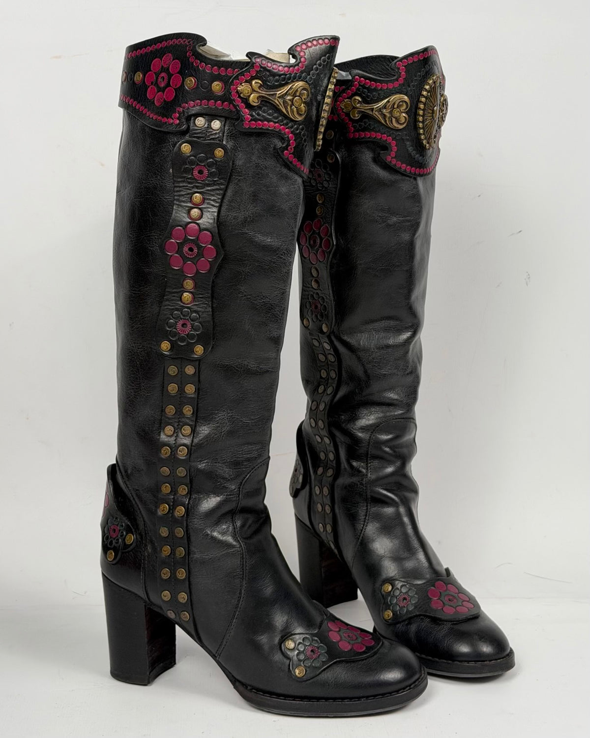 Anna Sui Vintage Leather Cowboy Boots — 37