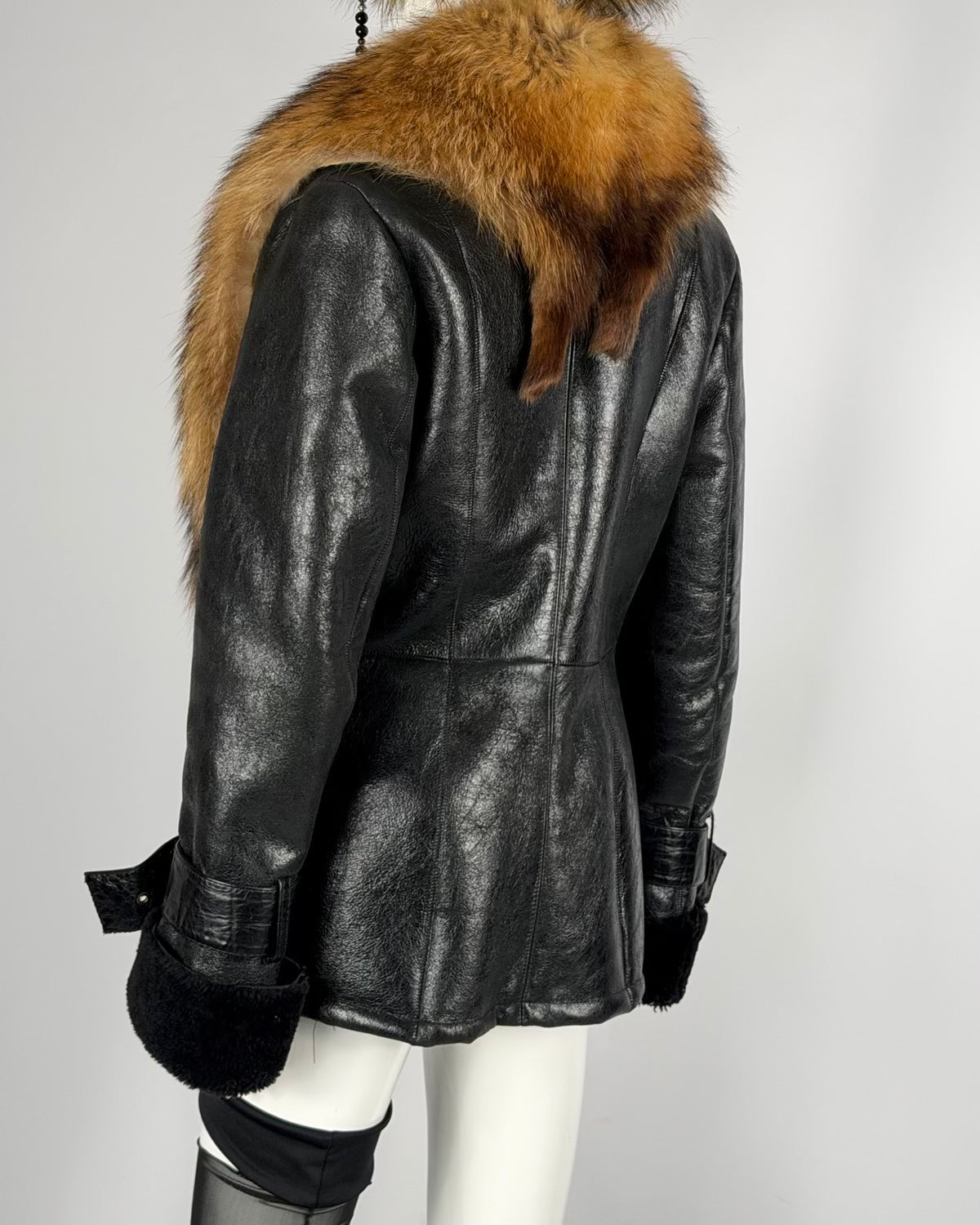 Vintage Fur Leather Jacket — M/L