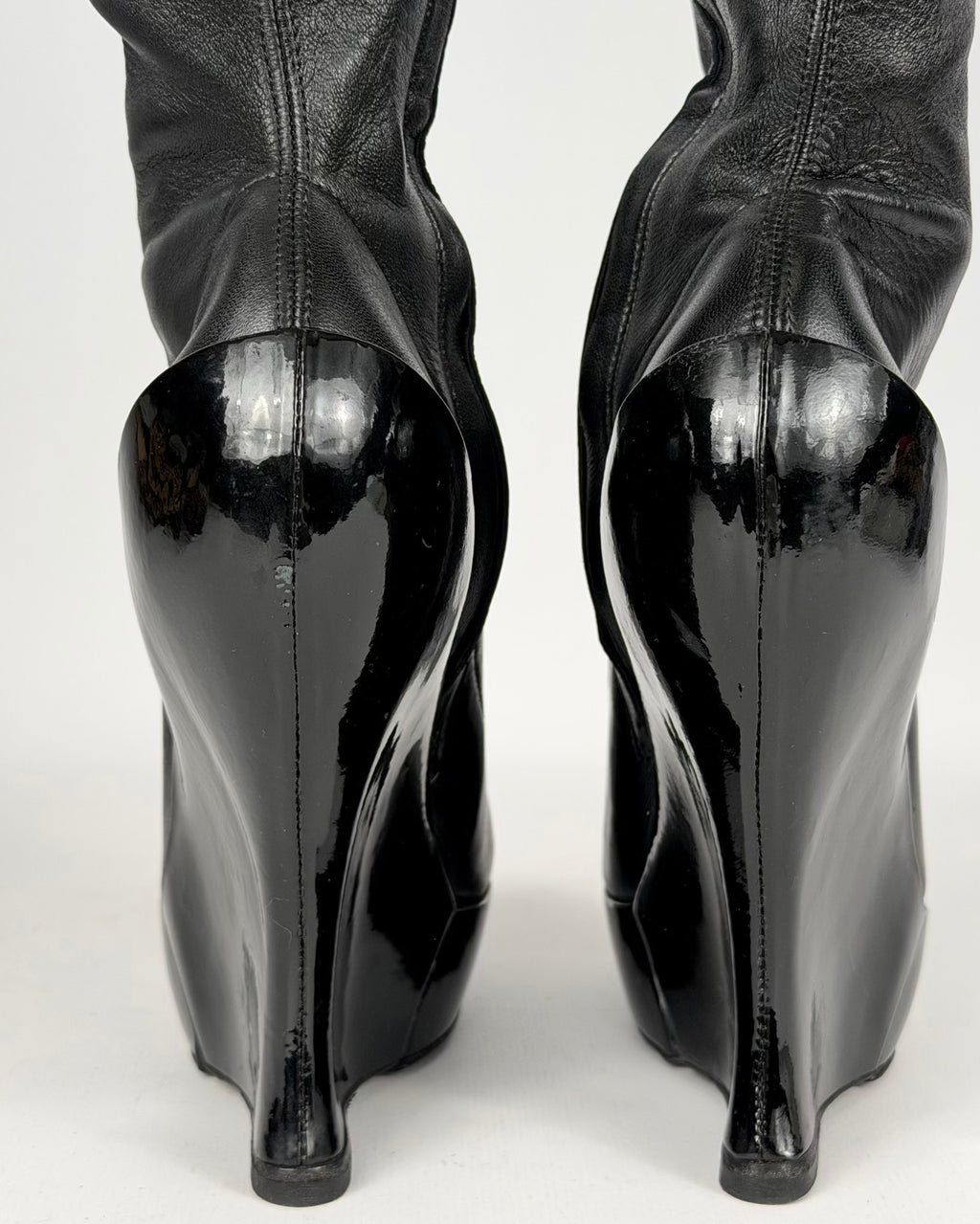 Celine FW 2008 Over the Knee Leather Wedge Boots — 36
