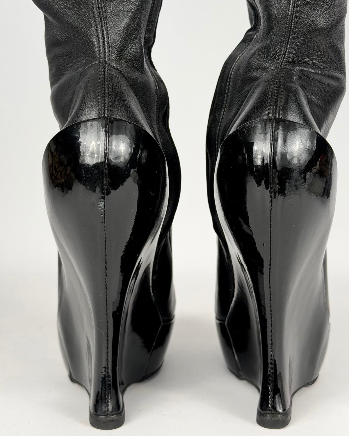 Celine FW 2008 Over the Knee Leather Wedge Boots — 36