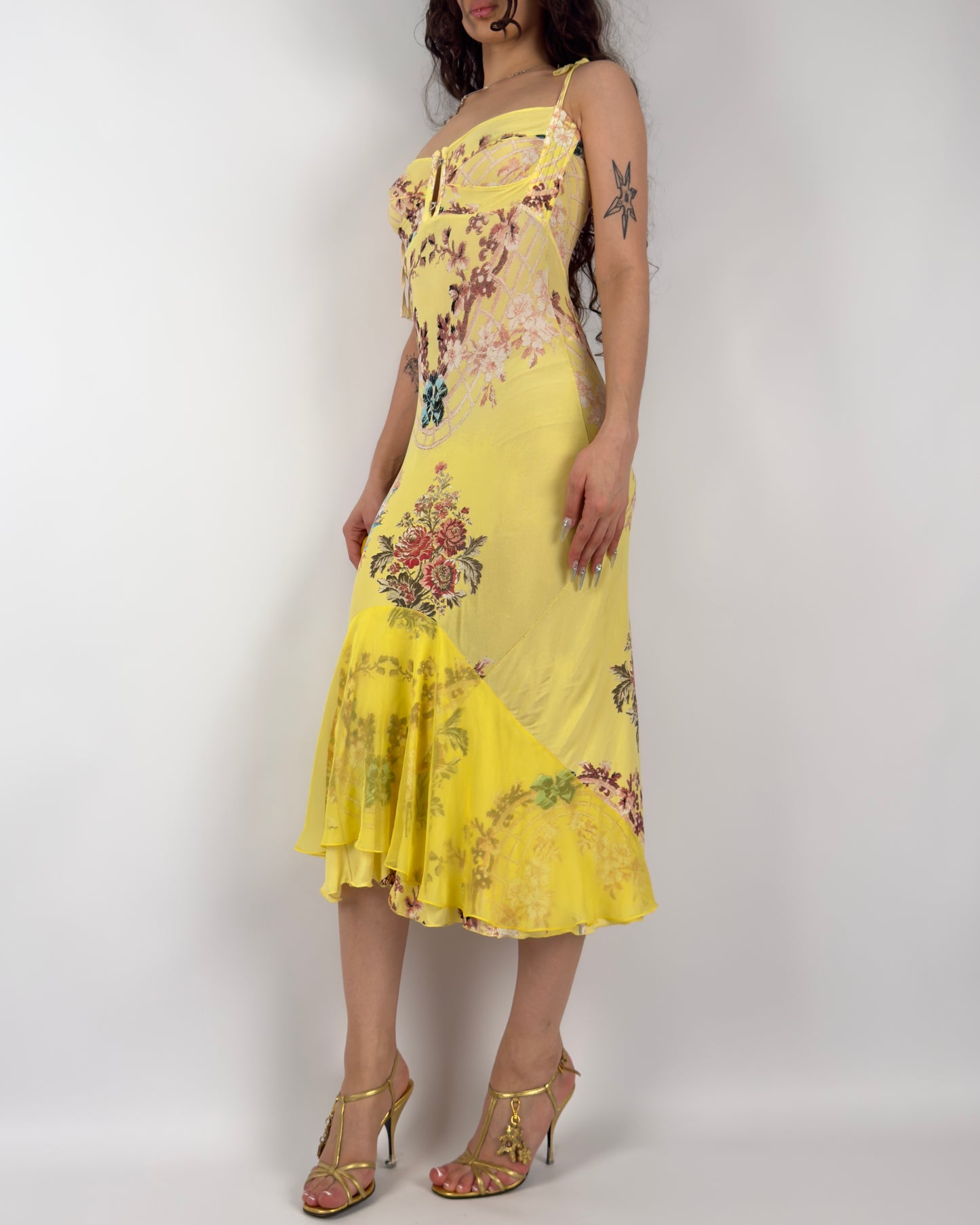 Roberto Cavalli S/S 2003 Chinoiserie Long Corset Dress