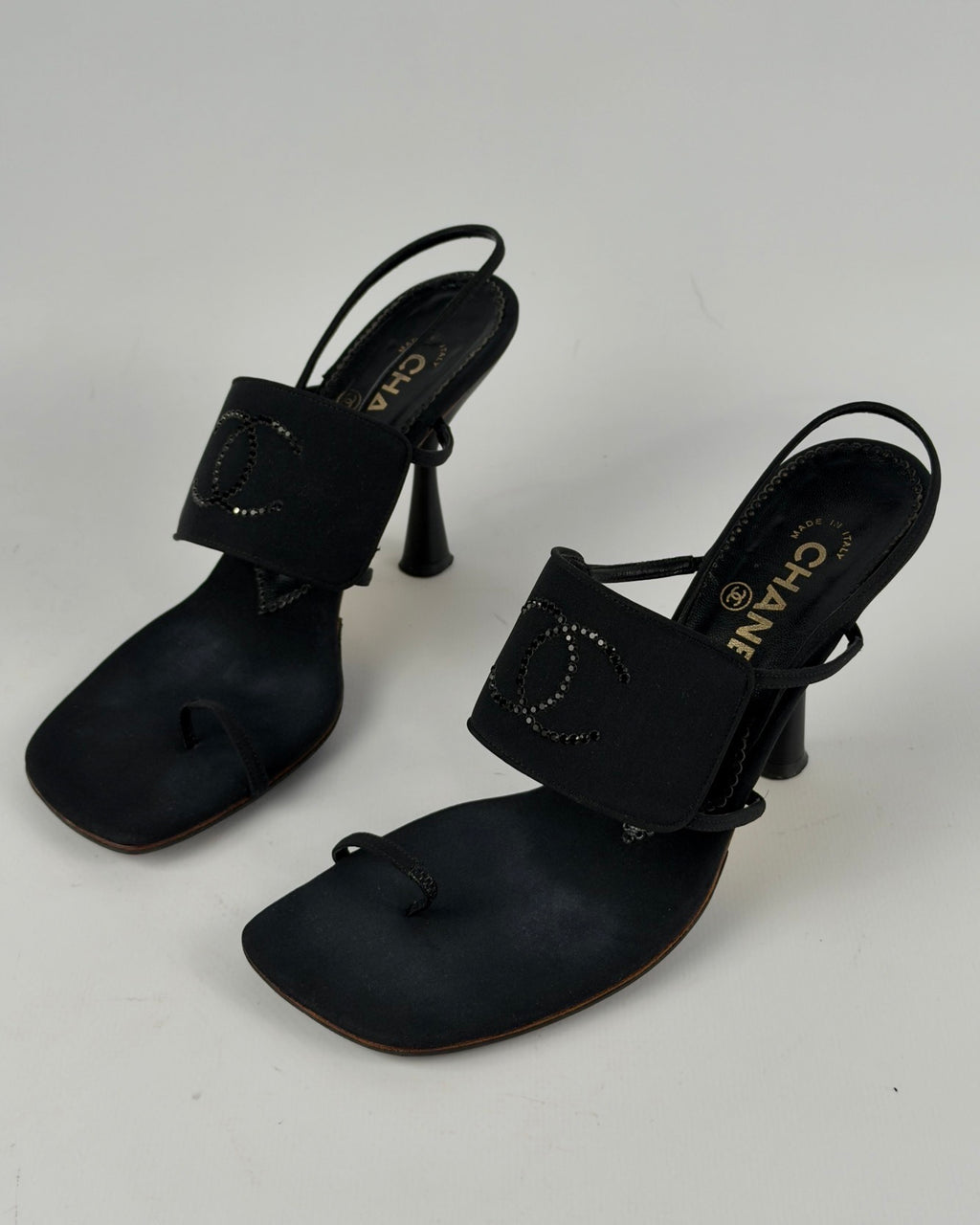 Chanel Cruise 2001 Crystal Logo Slingback Heels — 39/40