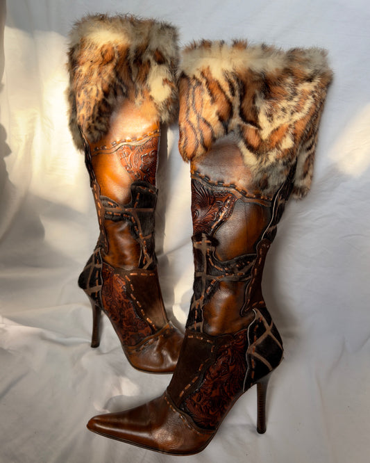 El Dante’s Couture Vintage Fur Boots — 39/40