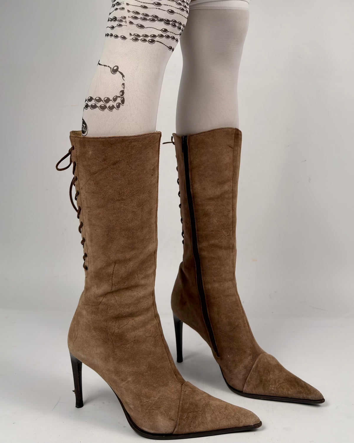 Le Silla Vintage Lace Up Leather Boots — 39