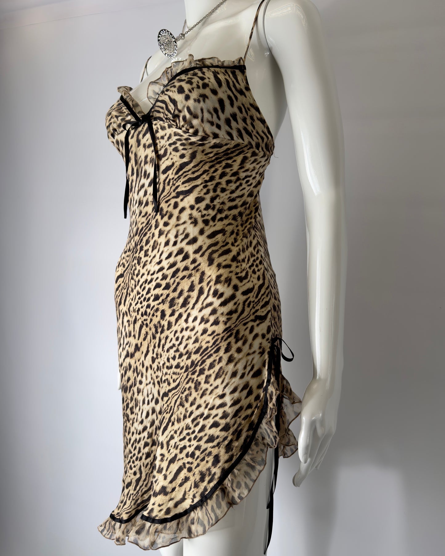 Roberto Cavalli early 2000s Leopard Silk Mini Dress