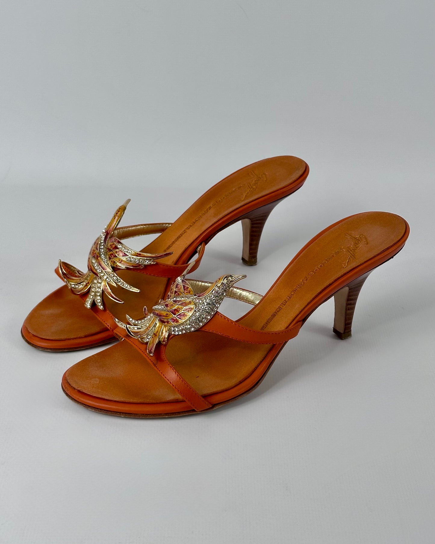 Giuseppe Zanotti Vintage Bird Gemstone Heels — 39