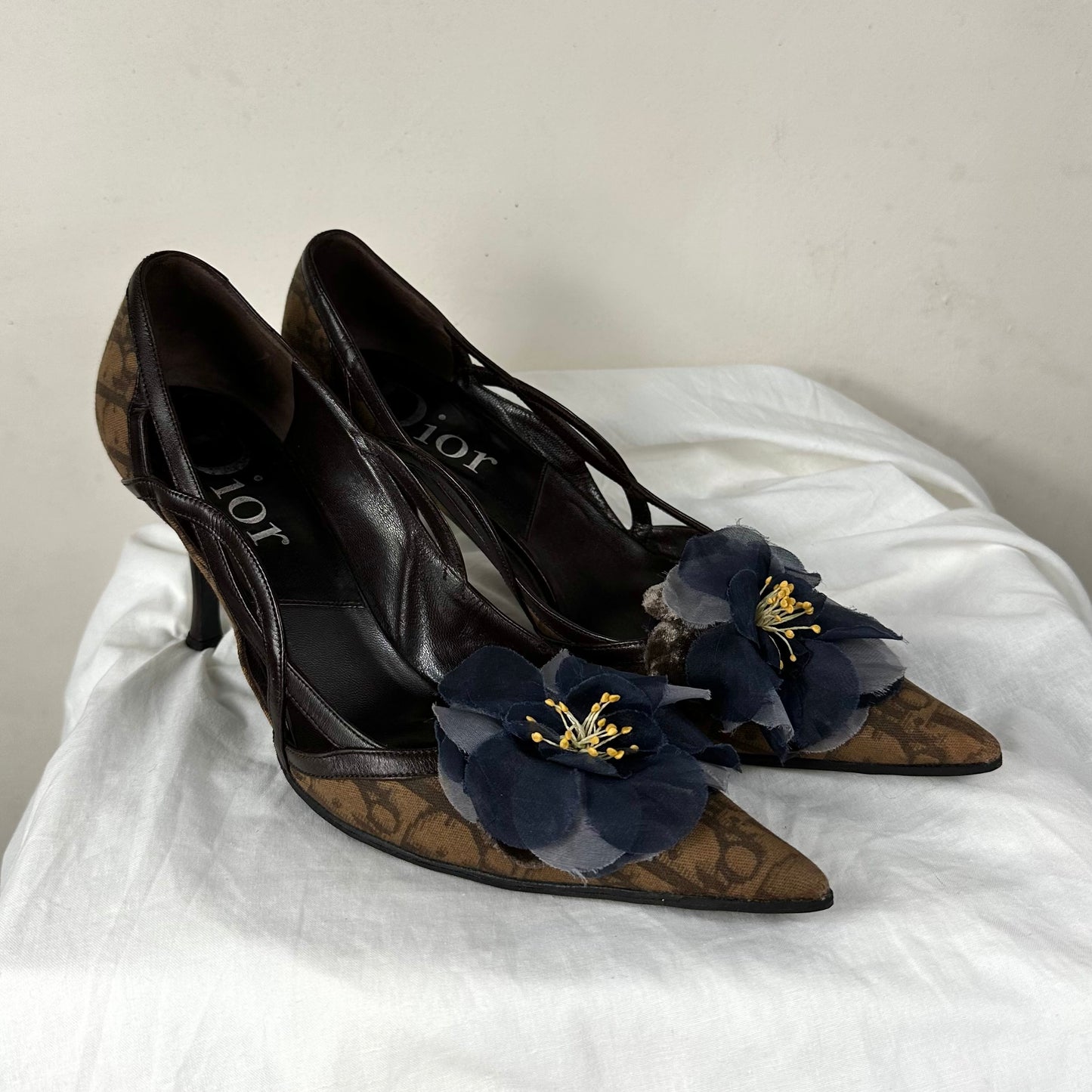 Dior Vintage Flower Monogram Heels 39/39.5