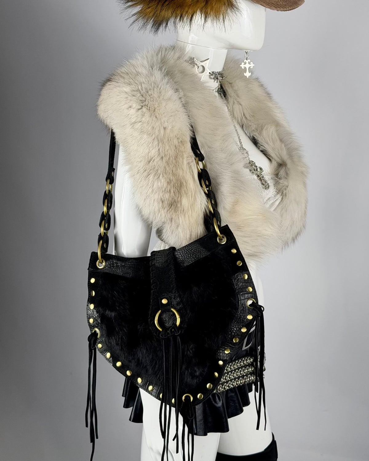 Vintage Fur Leather Bag