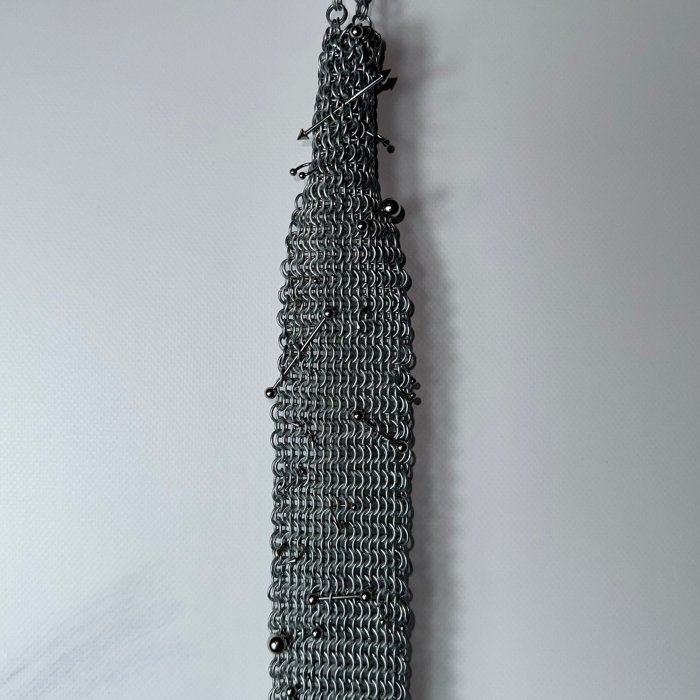Pierced Chain Mail Tie Handmade