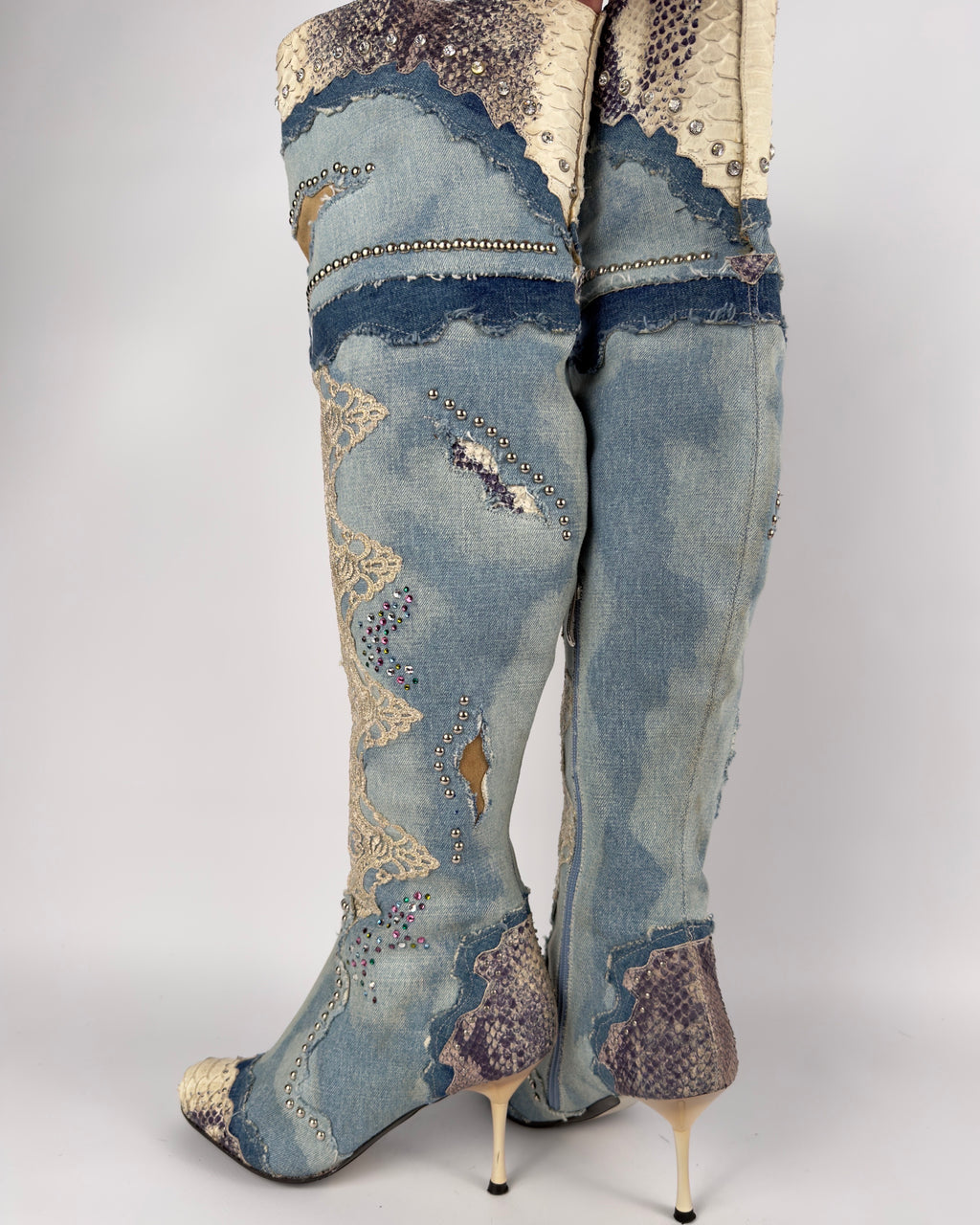 El Dante’s Couture Vintage Denim Boots — 38/39