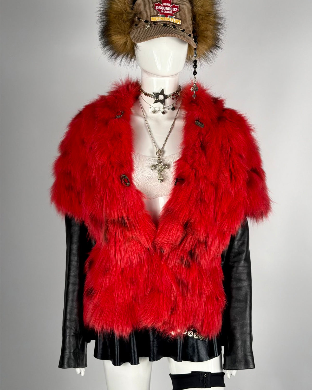 Vintage Fur Leather Jacket — M/L