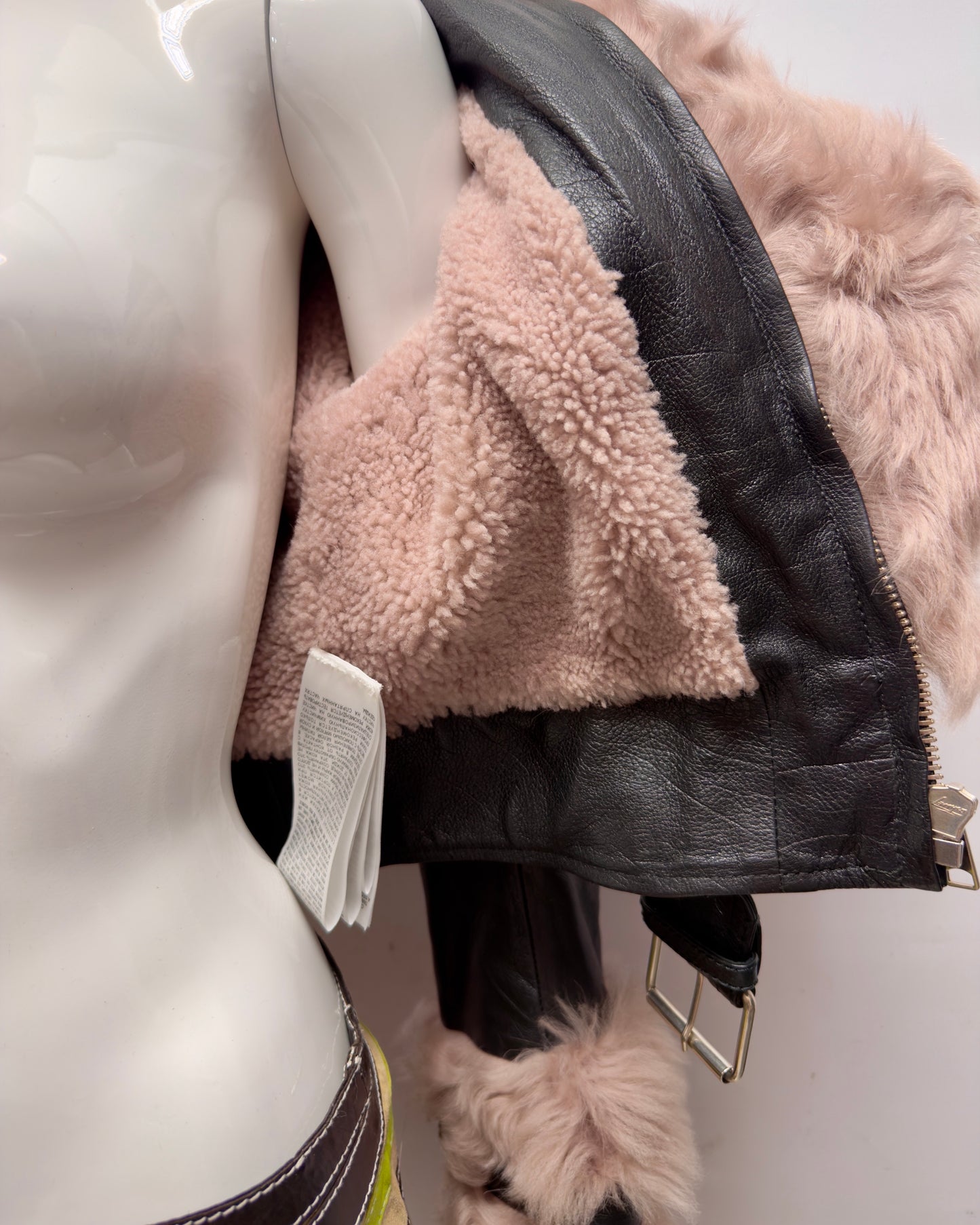 Alexander McQueen F/W 17-18  Fur Leather Runway Moto Jacket XXS-S