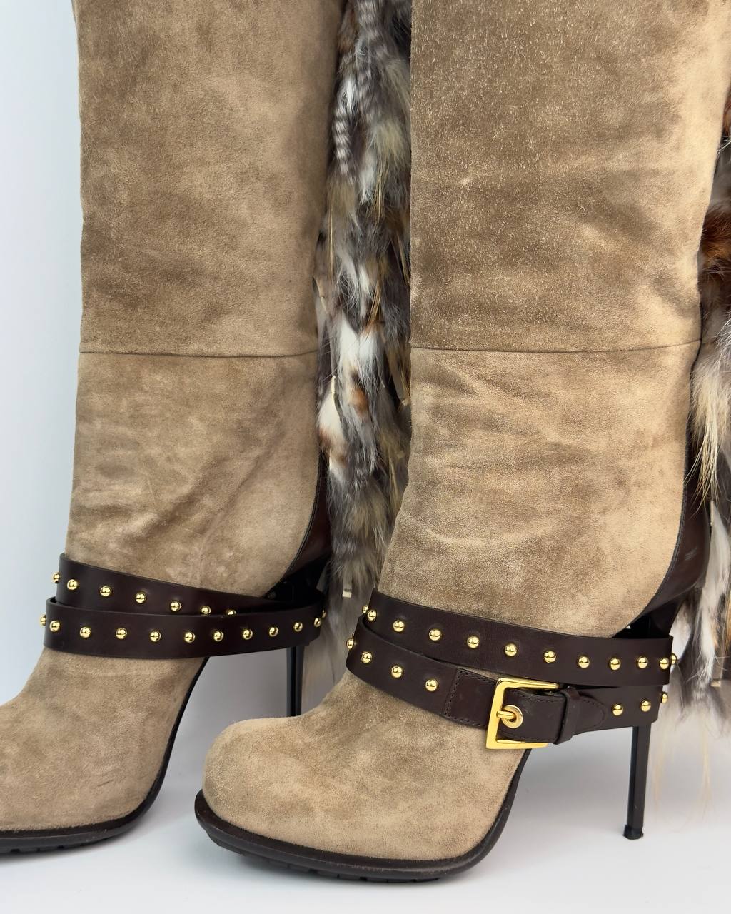 Gianmarco Lorenzi Vintage Fur Suede Heel Boots