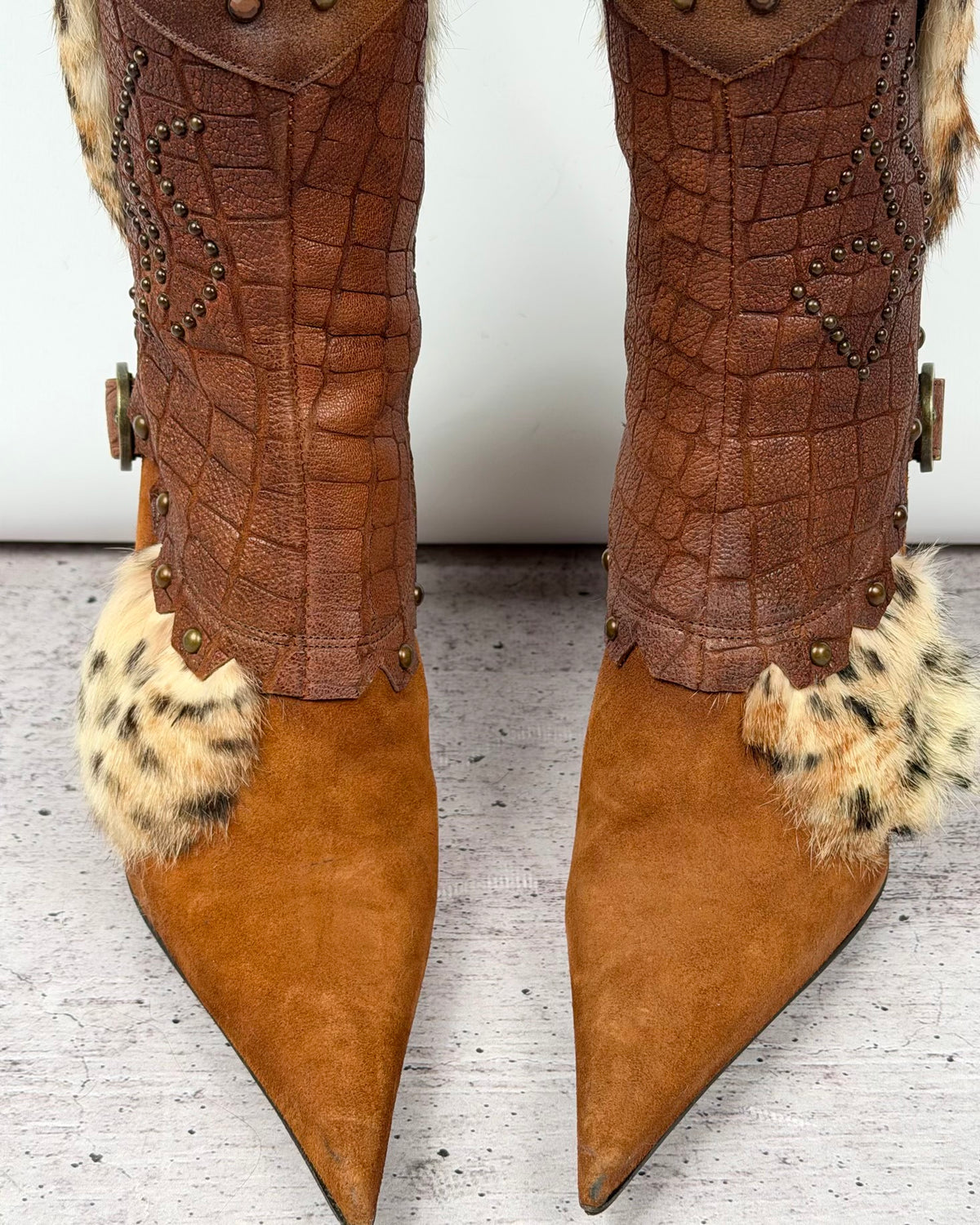 El Dantes Couture Vintage Fur Heel Boots — 37