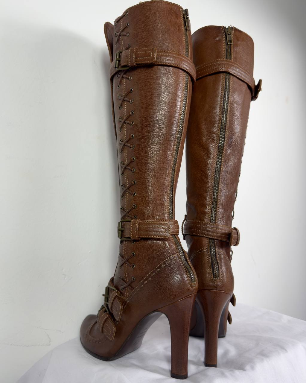 Alexander McQueen Pirate Vintage Brown Leather Boots 38