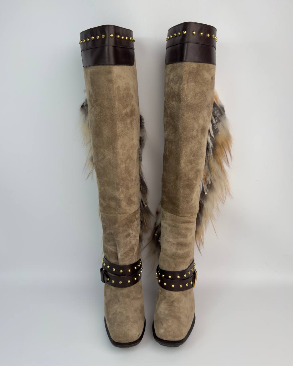 Gianmarco Lorenzi Vintage Fur Suede Heel Boots