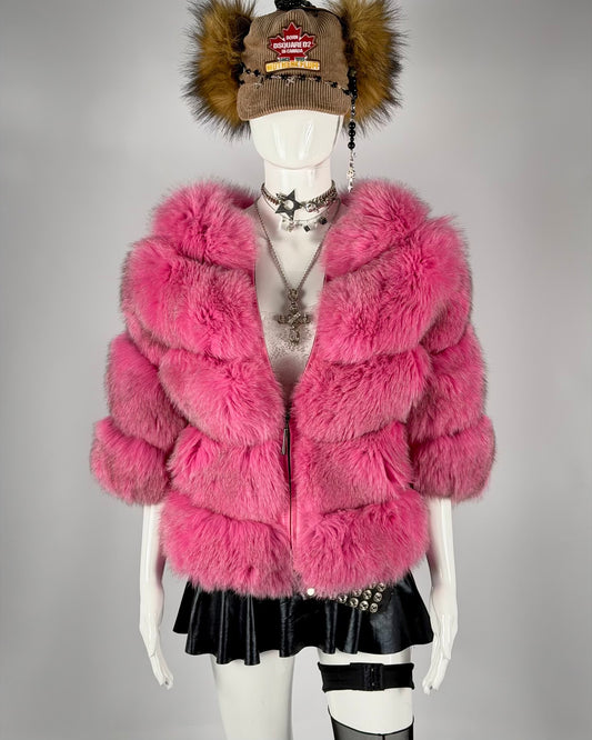 Vintage Arctic Fox Pink Fur Jacket — XS/M