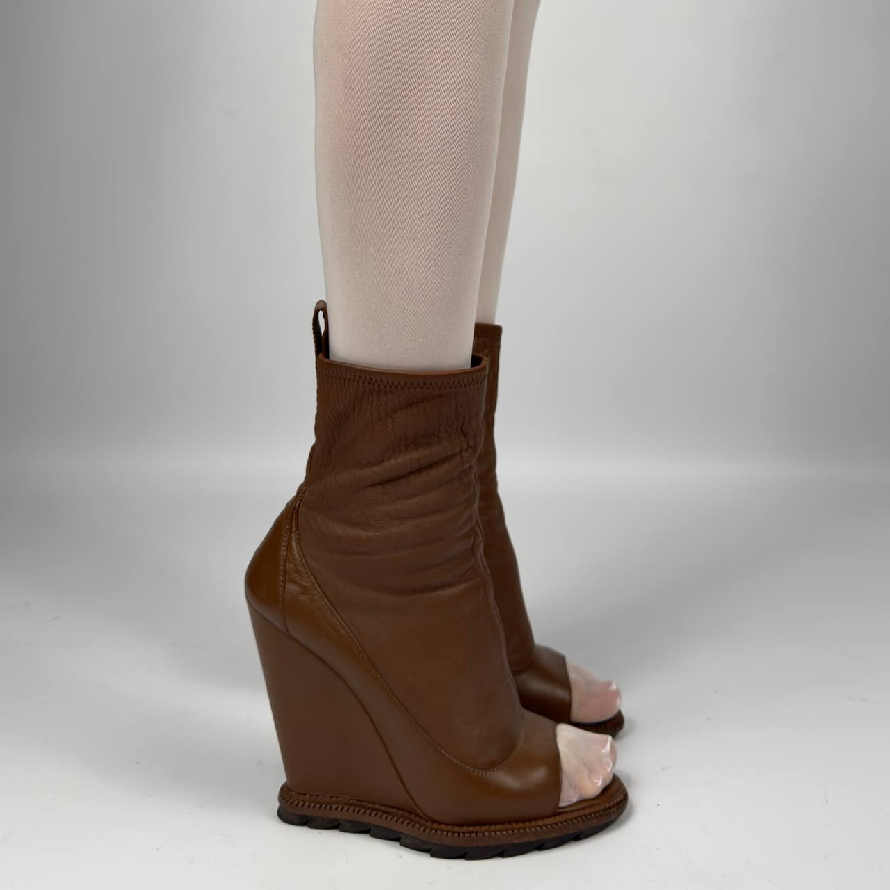 Camilla Skovgaard Peep Toe Leather Boots — 38/38.5