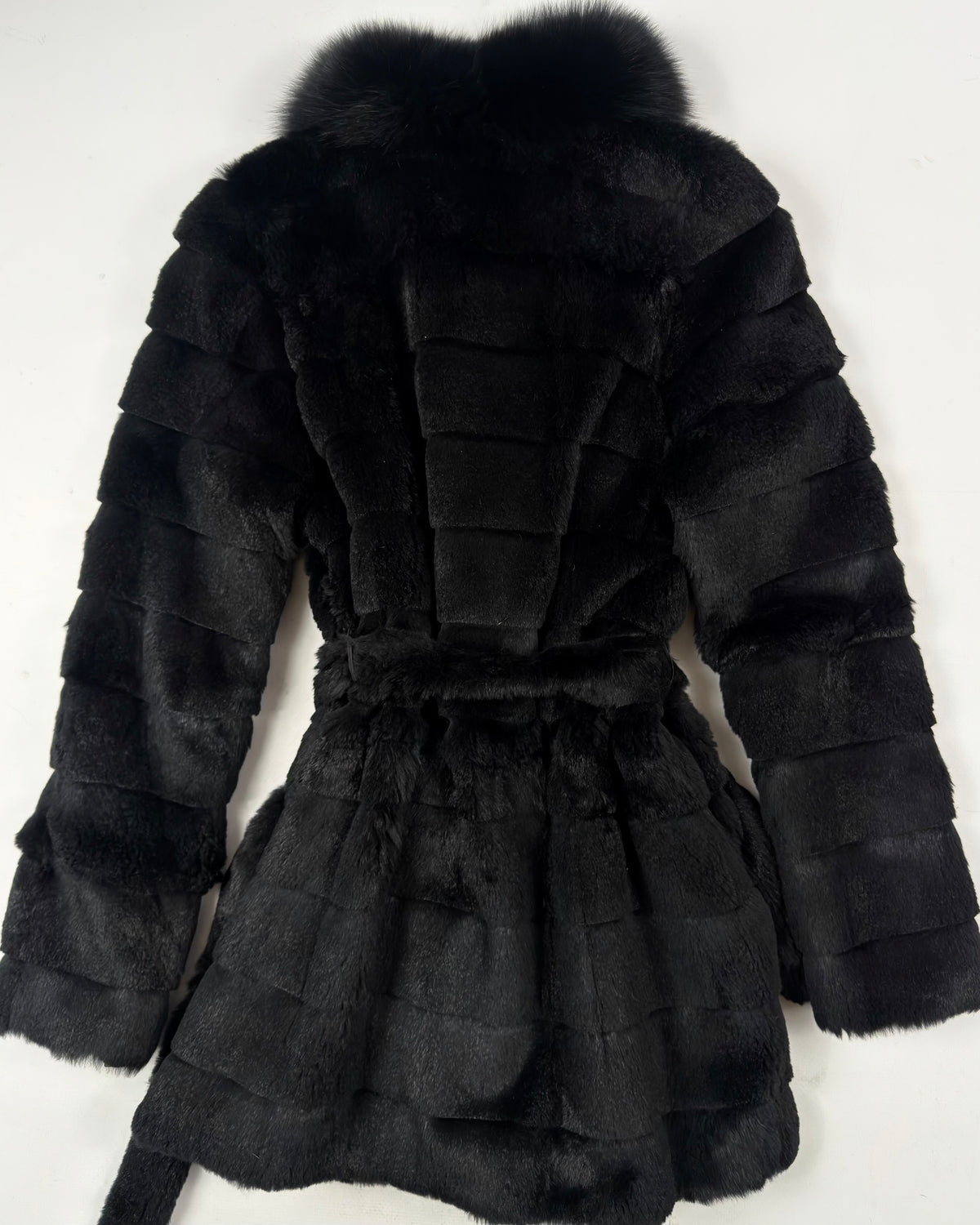 Vintage Black Fur Coat with Fox Collar — XS/M