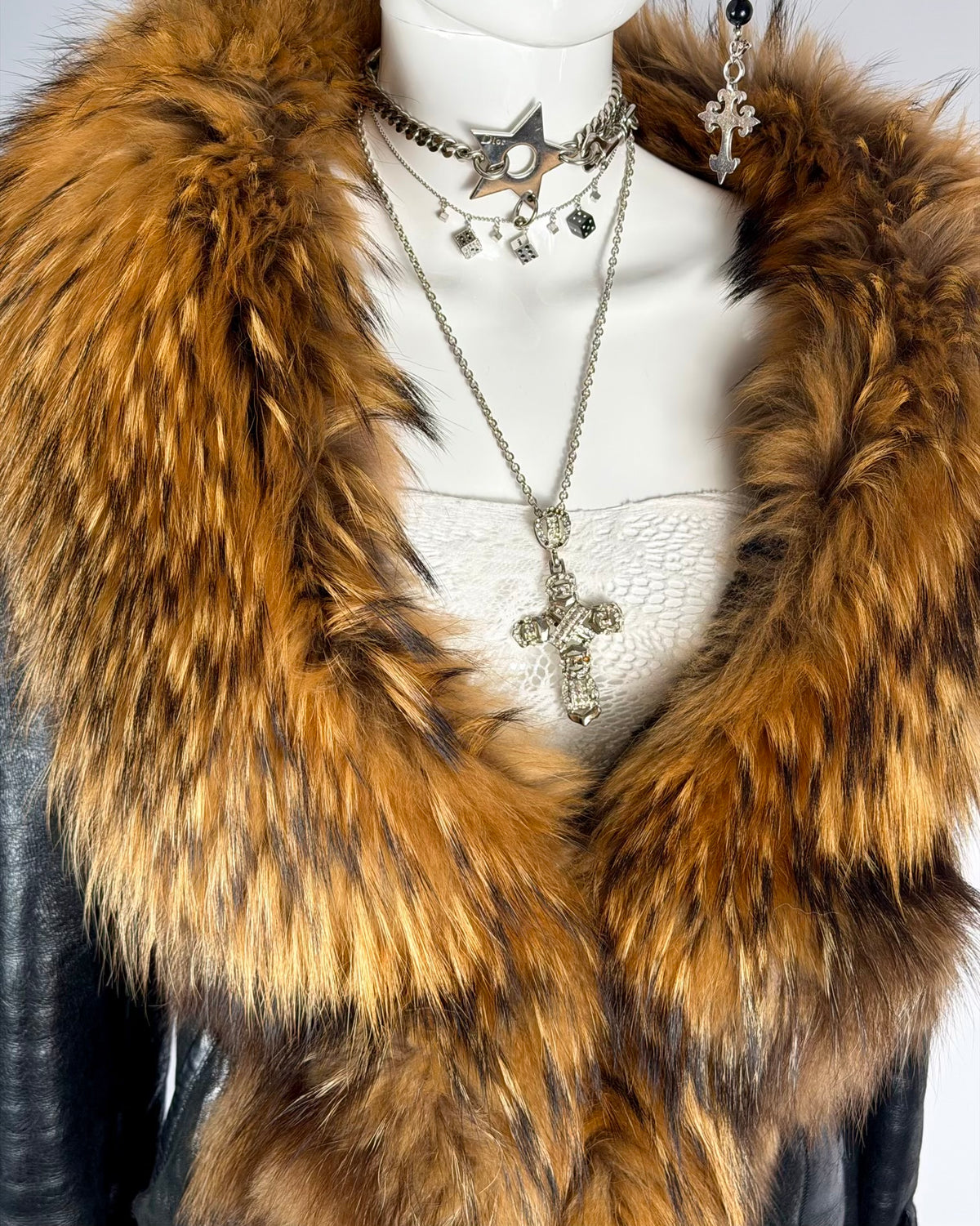 Vintage Fur Leather Jacket — M/L