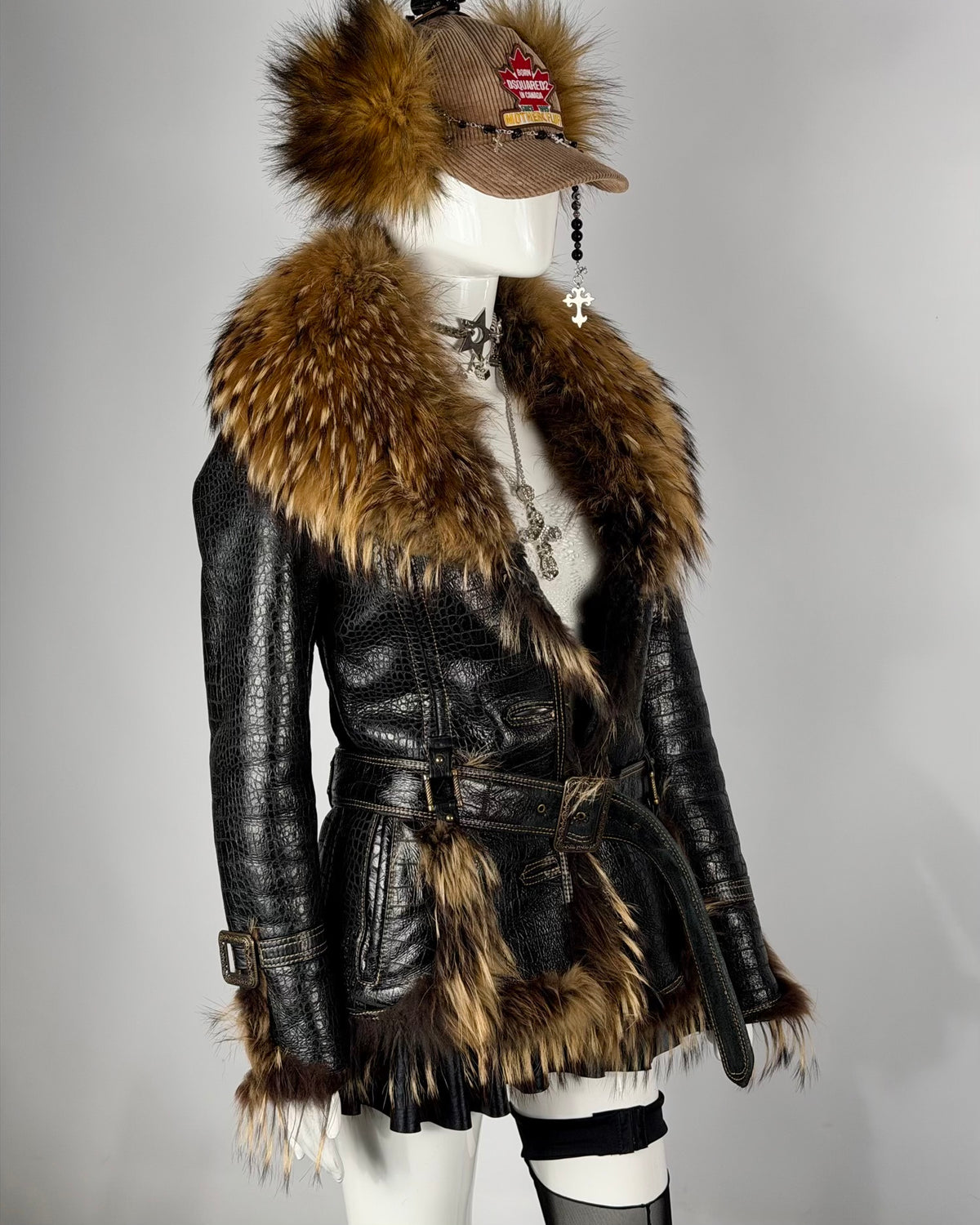 Vintage Fur Leather Jacket — XS/M