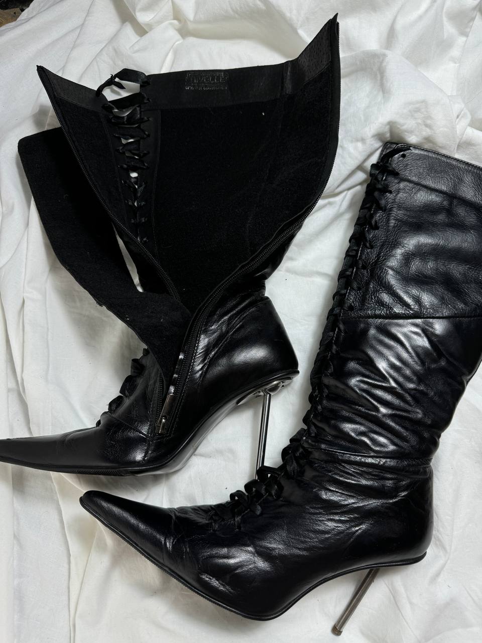 Vintage Lace Up Leather Boots 37/38