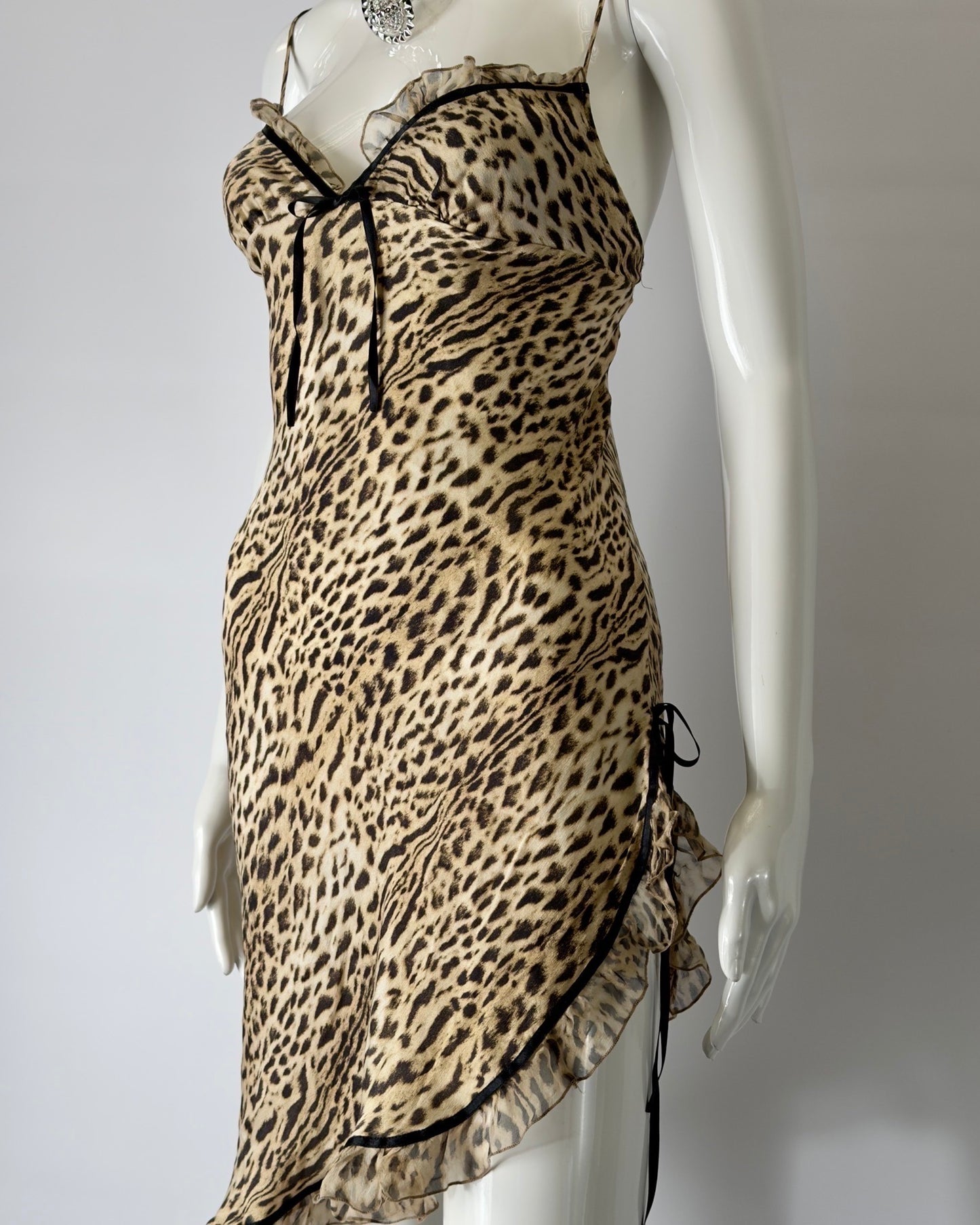 Roberto Cavalli early 2000s Leopard Silk Mini Dress