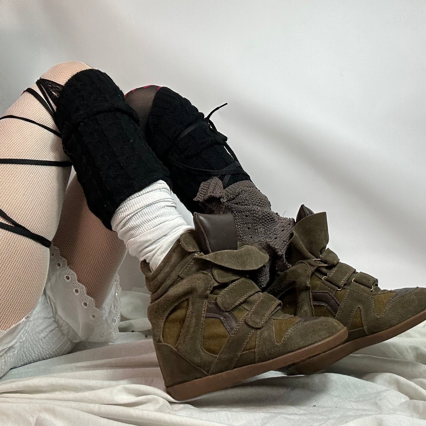 Suede Wedge Sneakers 39/40