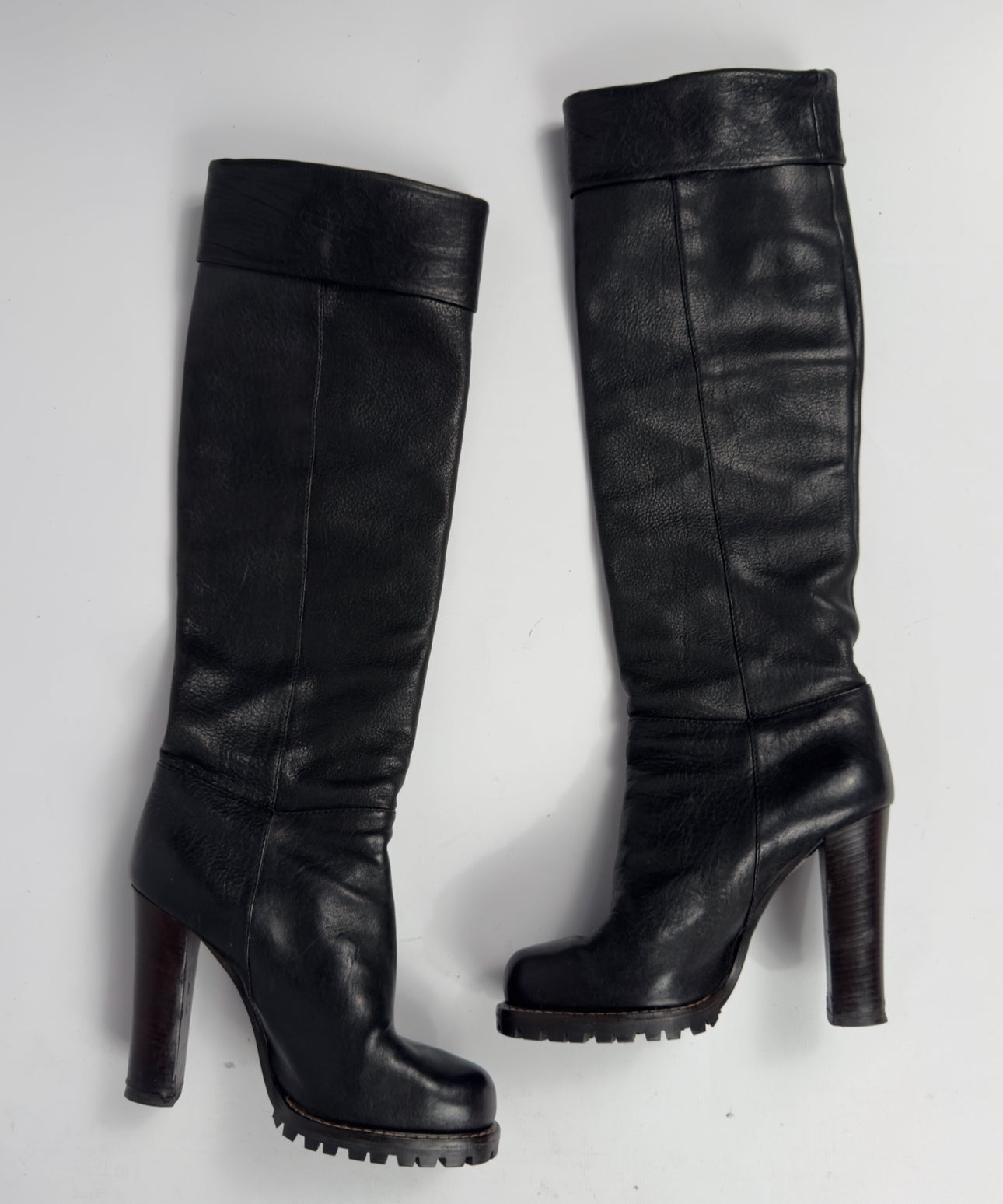 Dolce & Gabbana Leather Slouch Tube Boots — 38/39