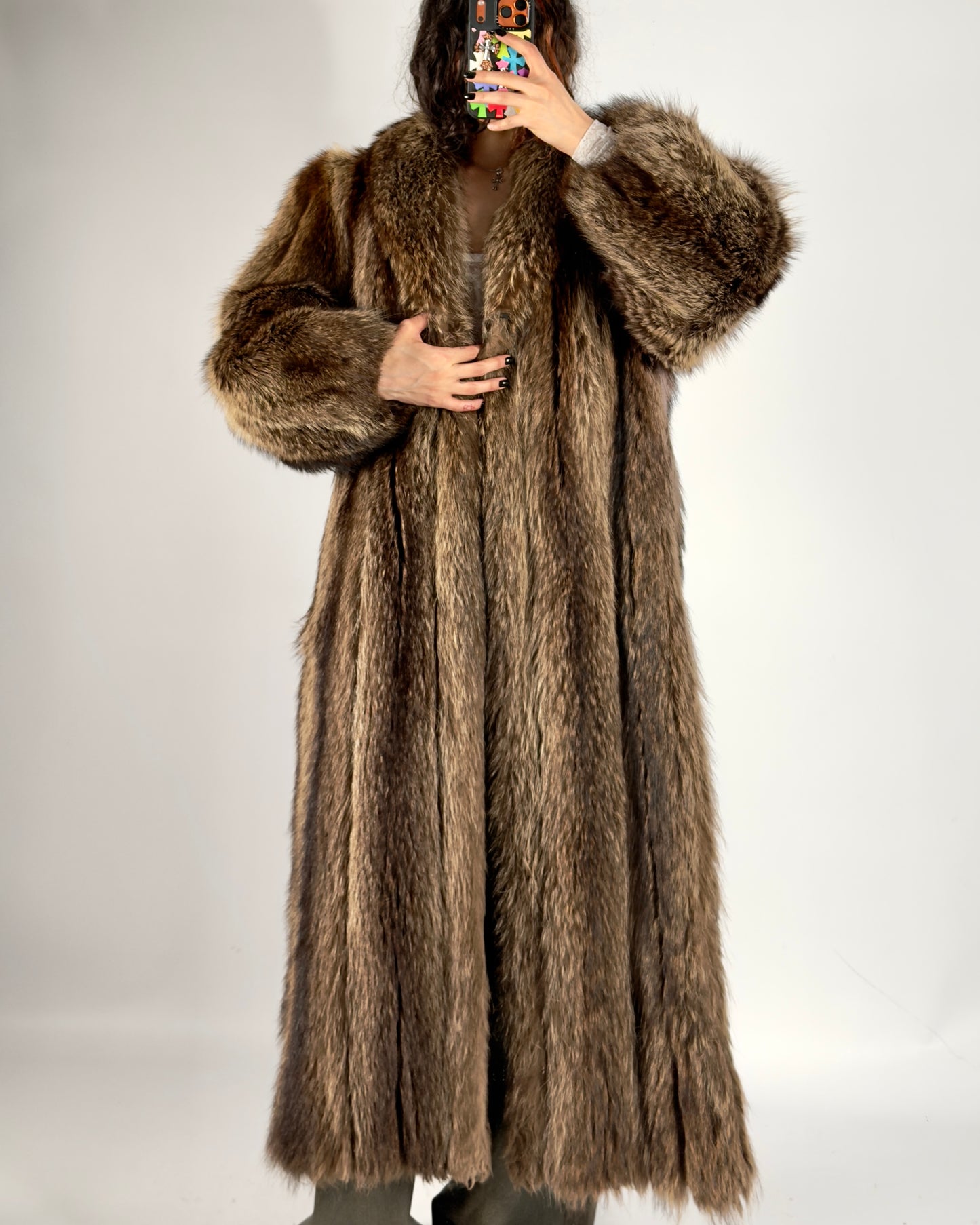 Vintage Long Brown Fur Coat — M/L