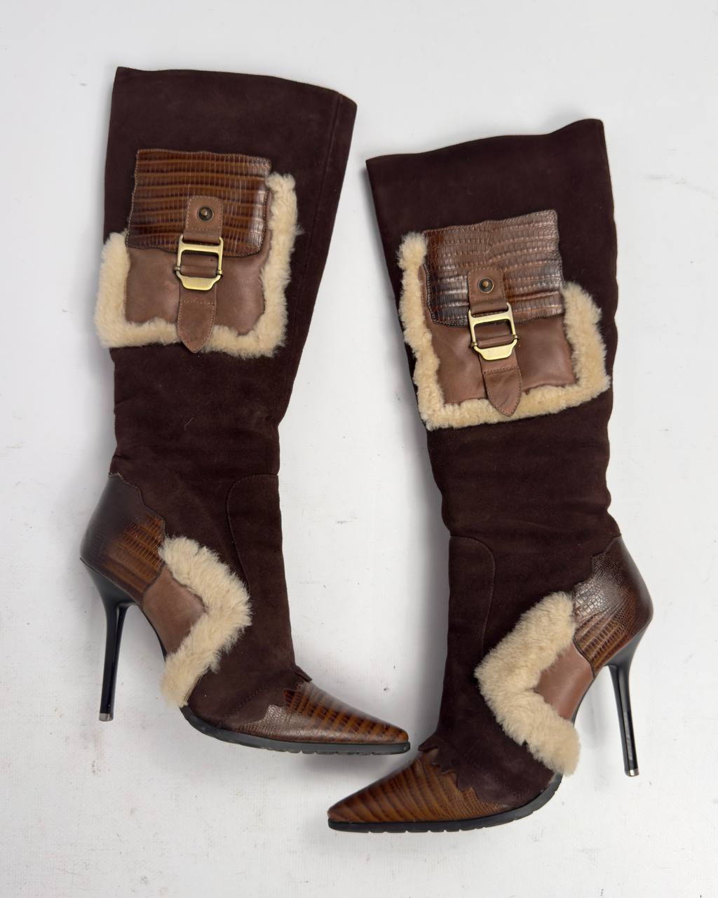 Vintage Italian Suede Winter Cargo Boots — 36