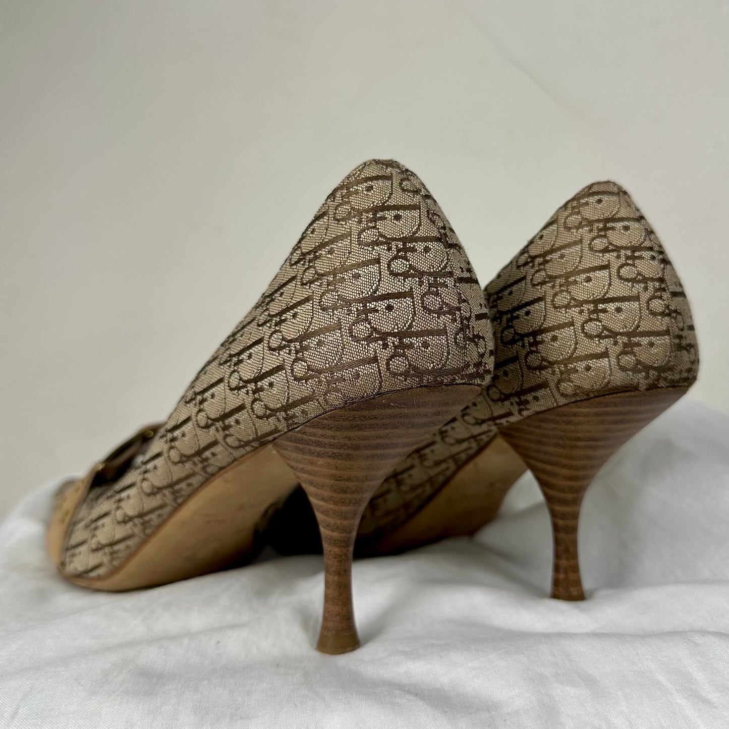 Dior Galliano Vintage Monogram Buckle Heels 39/39.5