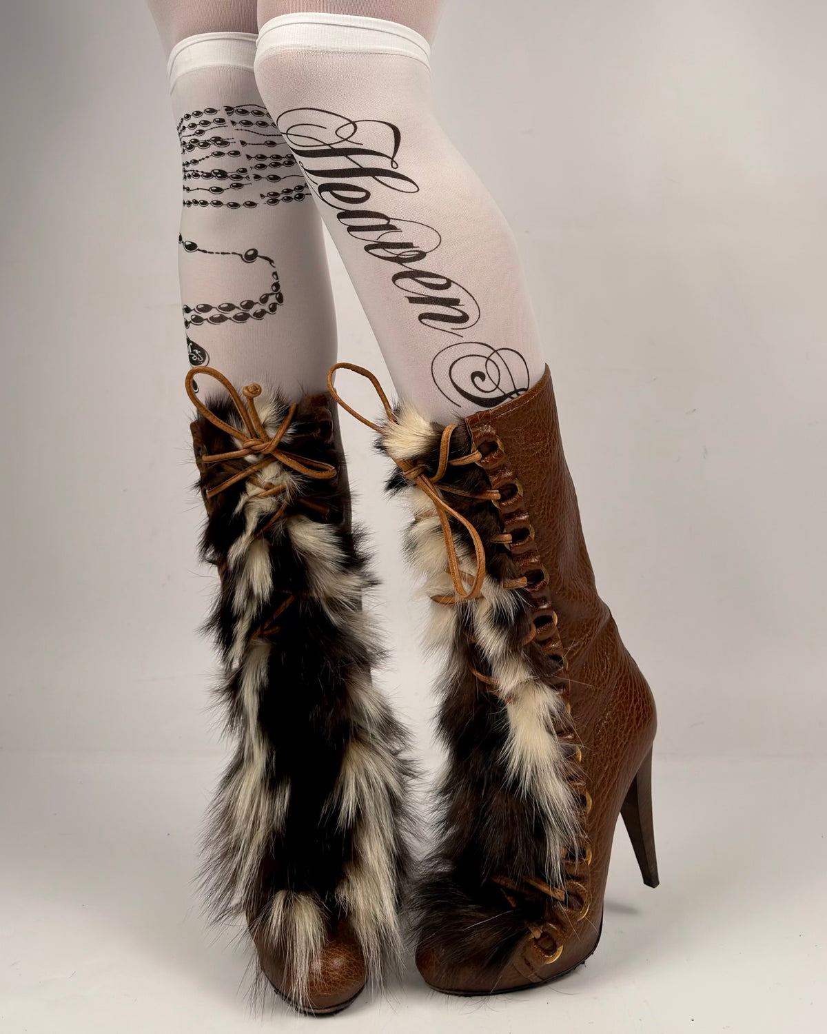 Roberto Cavalli Vintage Leather Fur Boots — 36
