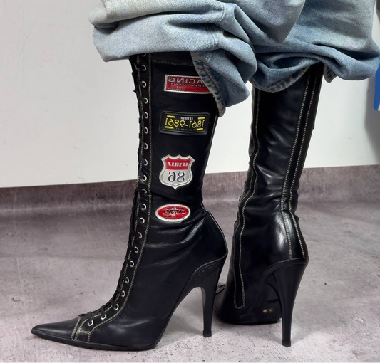 Le Silla Vintage Racing Lace Up Boots 38.5/39