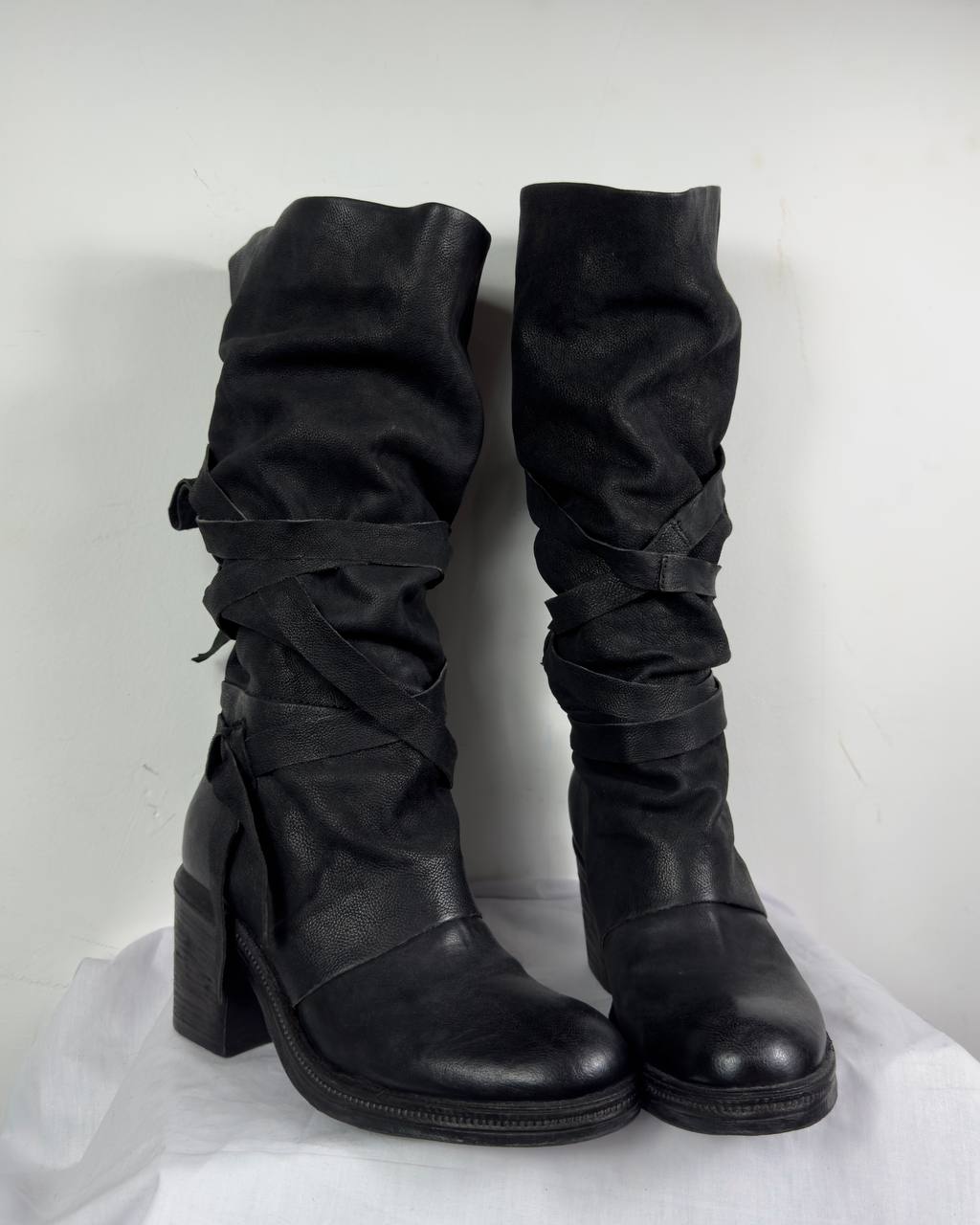 AS98 Vintage Leather Slouch Wrap Mummy Boots 40/40.5