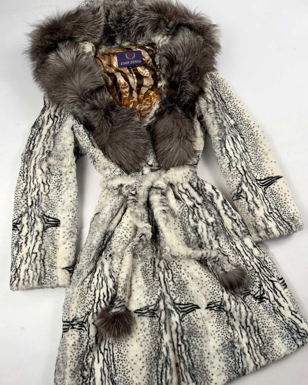 Vintage Fur Hooded Coat with Fox Collar — S/M