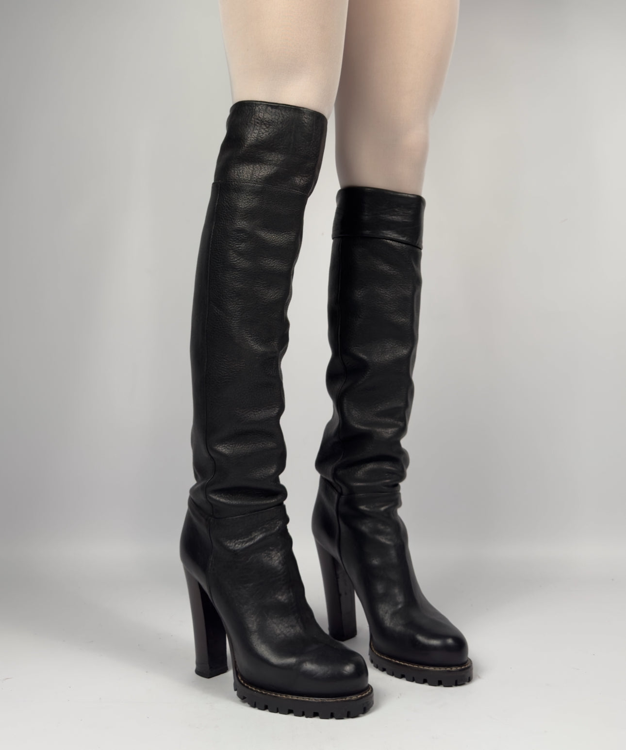 Dolce & Gabbana Leather Slouch Tube Boots — 38/39