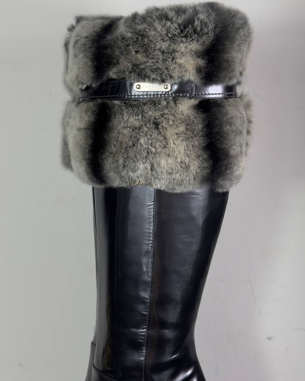 Casadei Vintage Italian Patent Leather & Fur Boots — 36