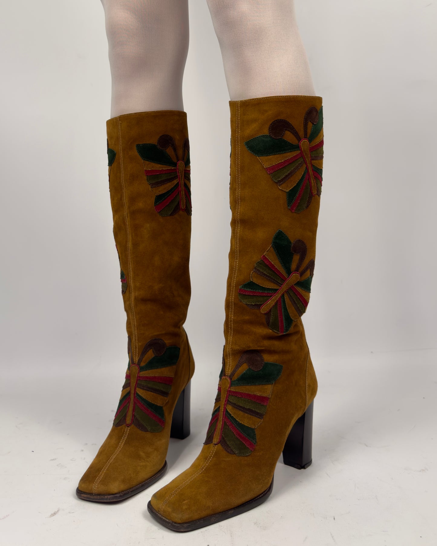 Dolce Gabbana FW02 Vintage Butterfly Suede Boots — 38