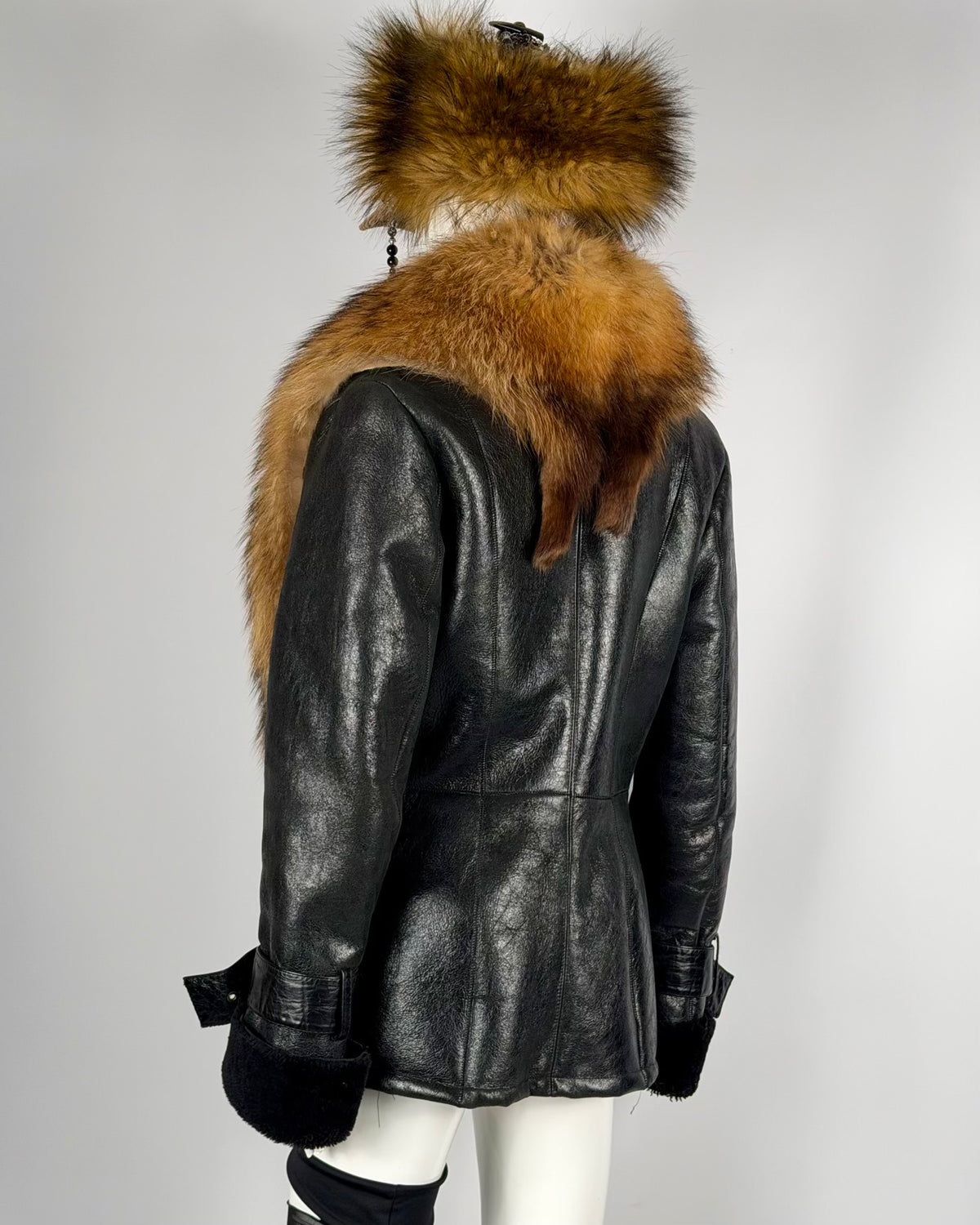 Vintage Fur Leather Jacket — M/L