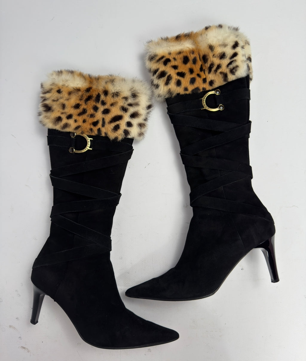 Vintage Italian Suede Fur Boots — 38/38.5