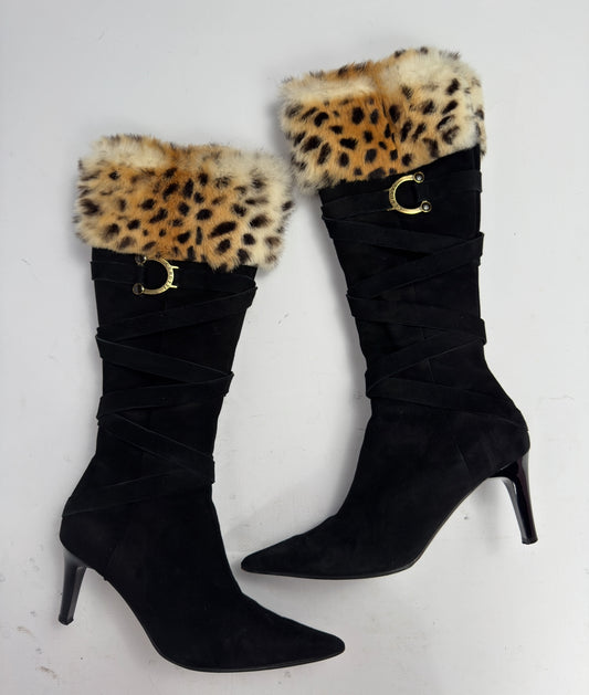 Vintage Italian Suede Fur Boots — 38/38.5