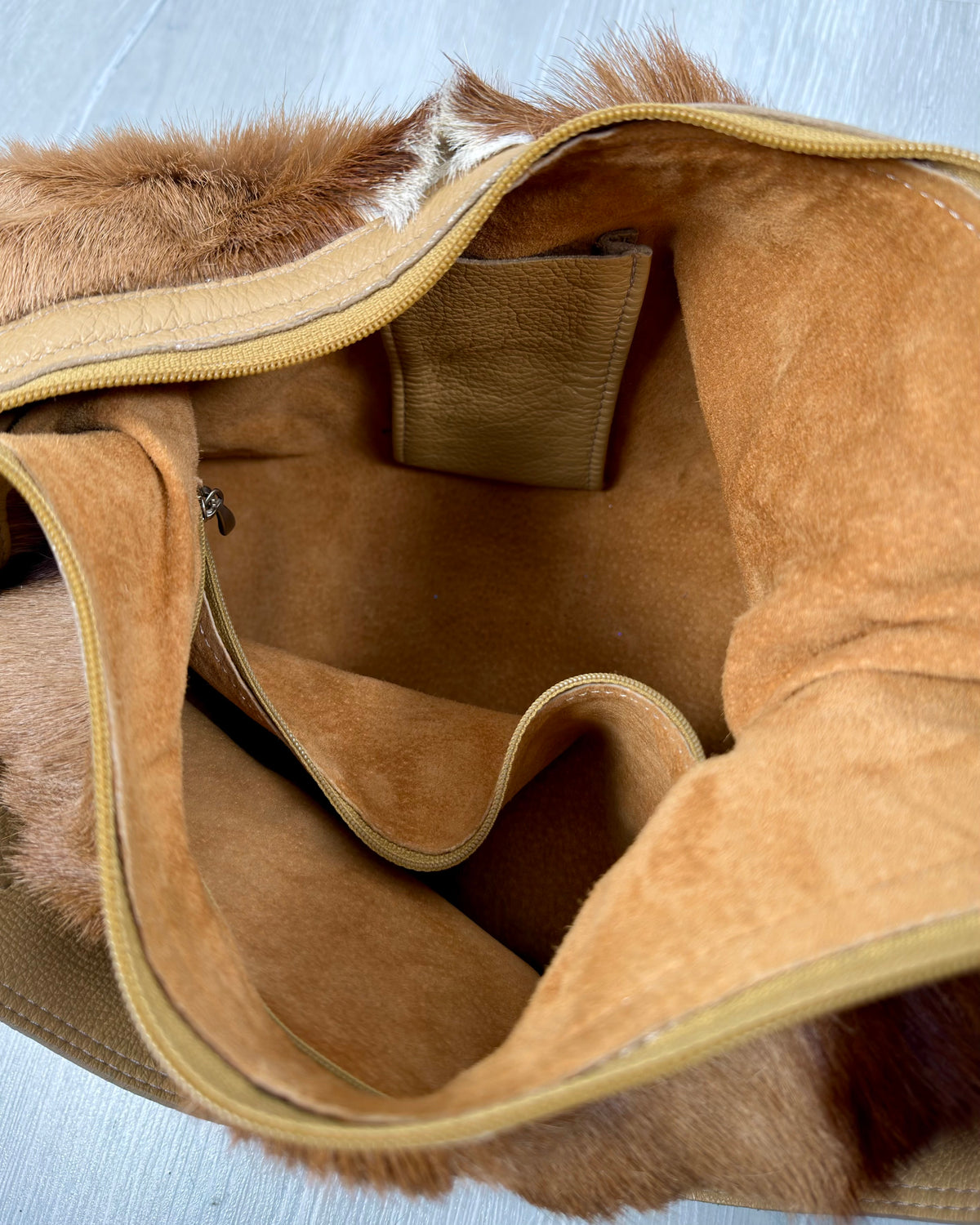 Vintage Cowhide Mohawk Fur Leather Bag