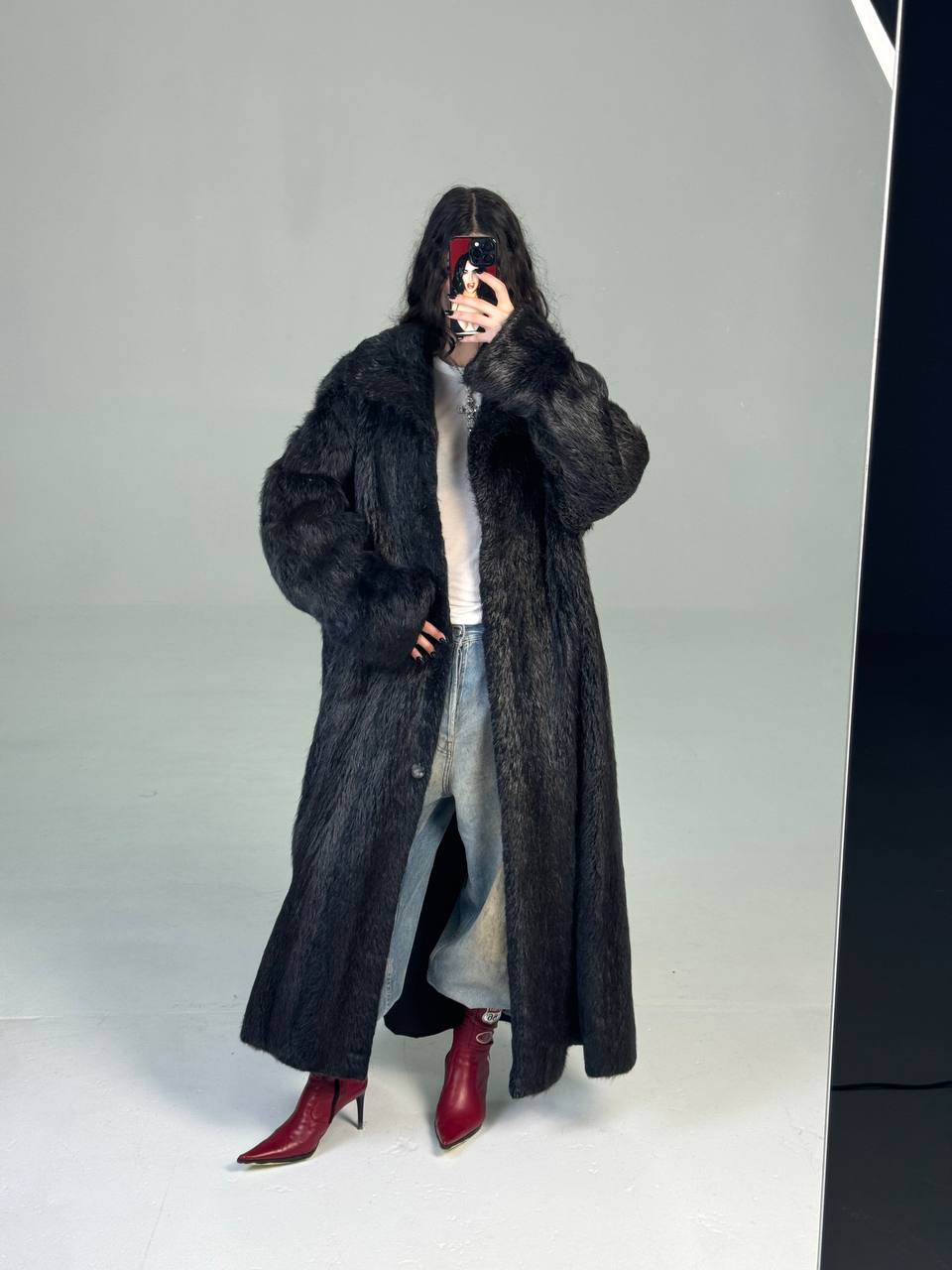 Vintage Long Black Fur Coat