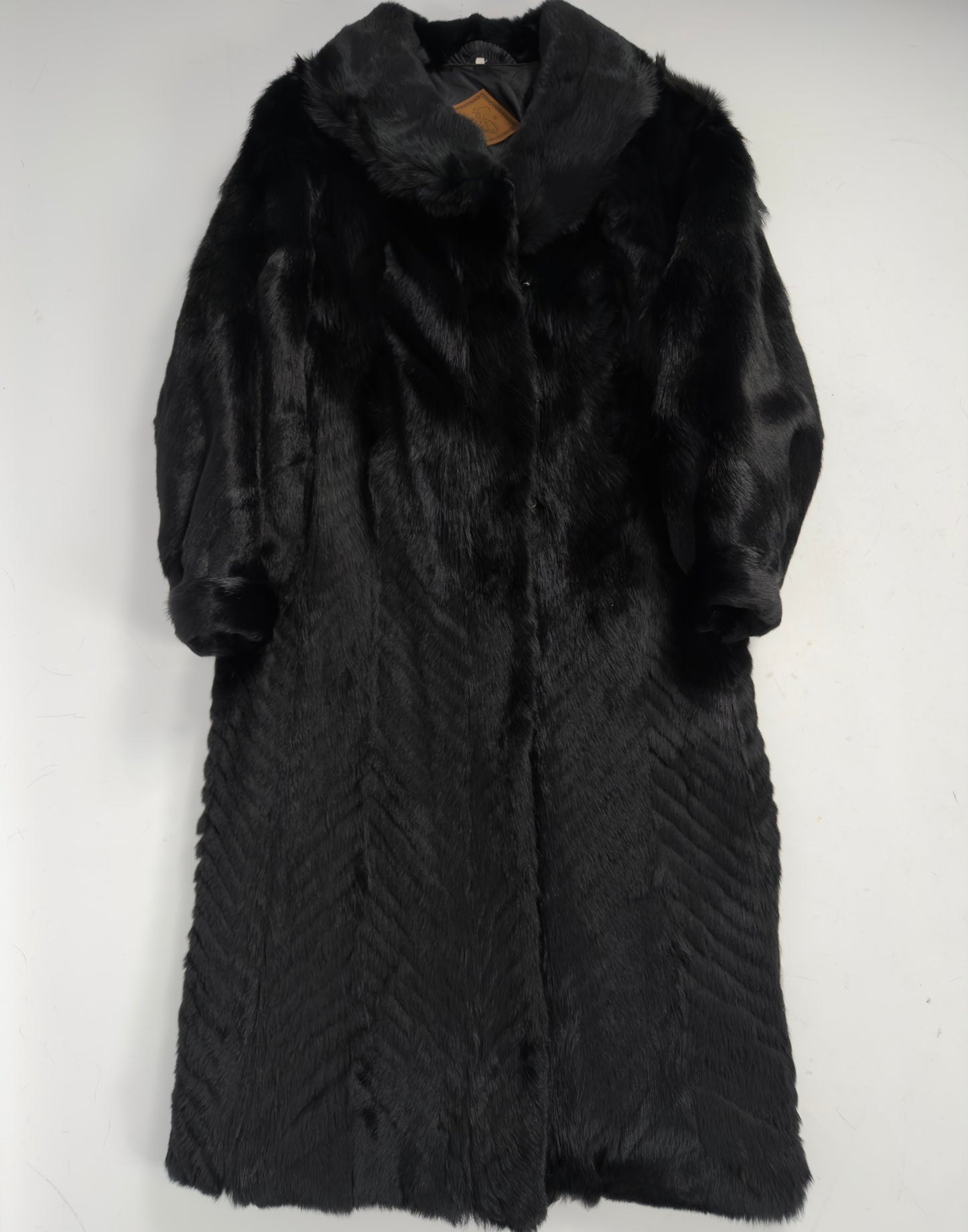 Vintage Long Black Fur Coat — XS/M
