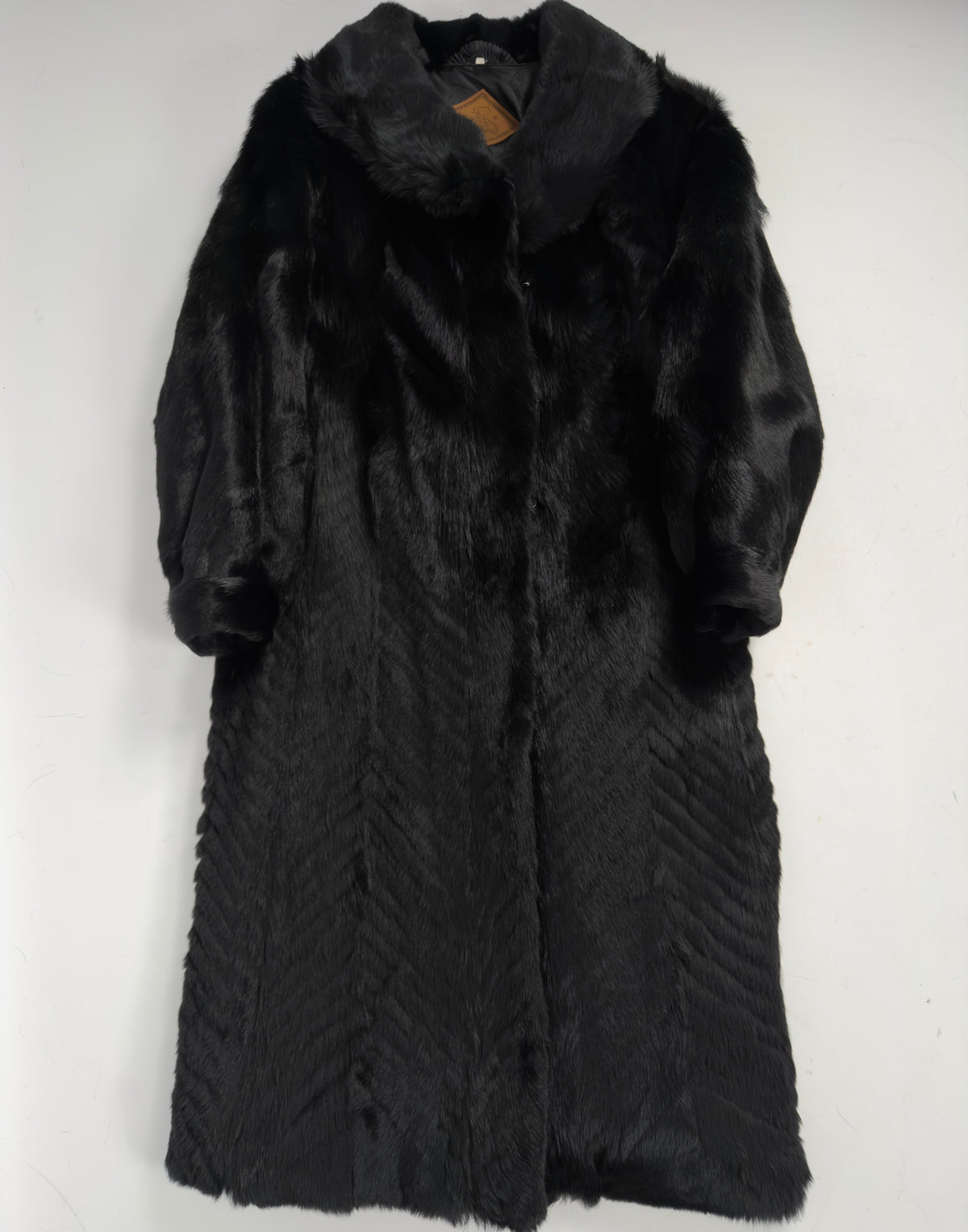 Vintage Long Black Fur Coat — XS/M