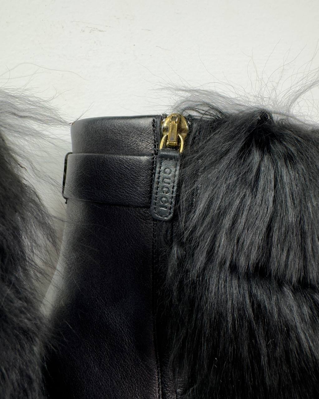 Gucci Vintage Leather Fur Platform Boots 38/38.5