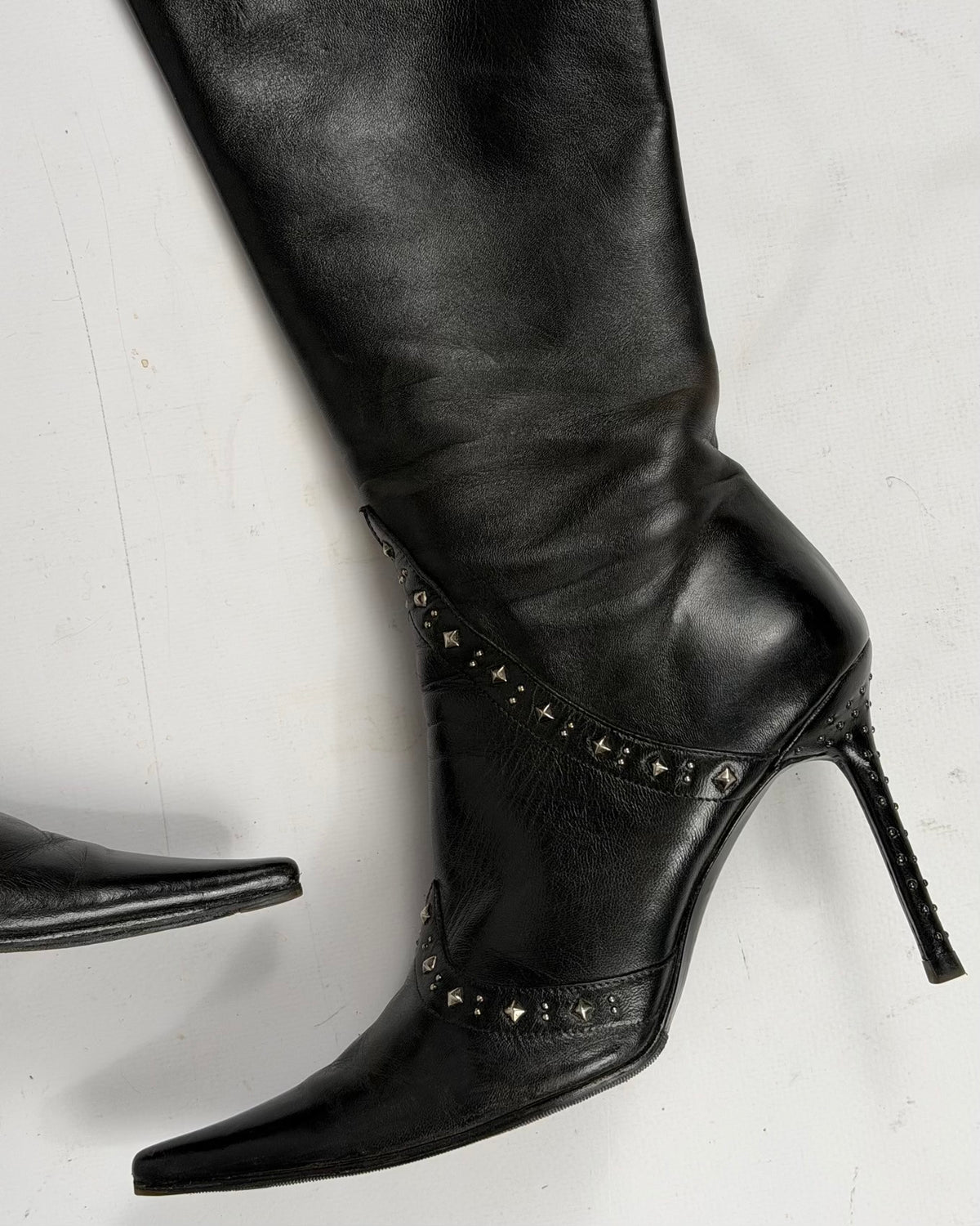 Cesare Paciotti Vintage Leather Studded Boots — 39